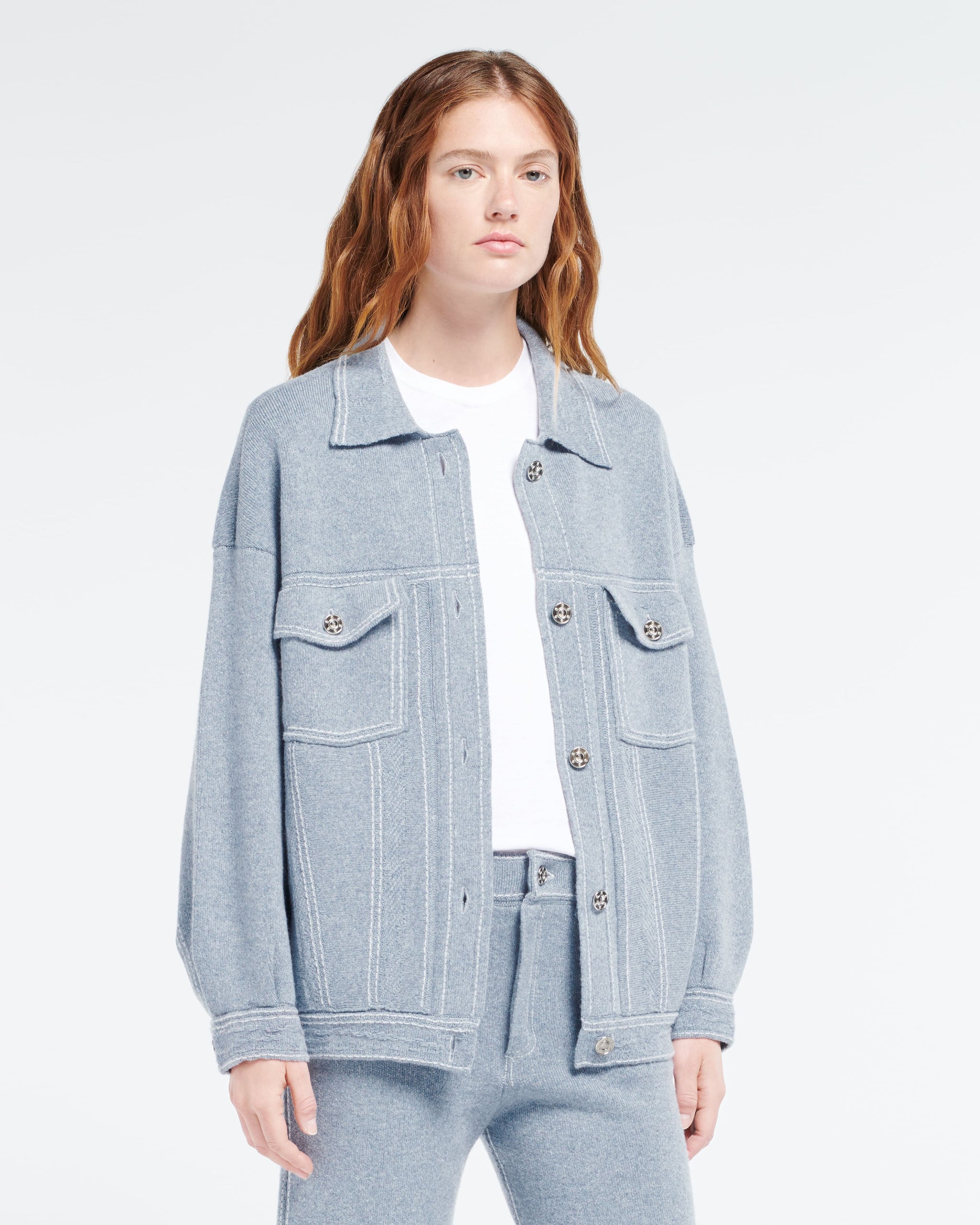 Veste Denim oversize en cachemire et coton | Barrie - Barrie