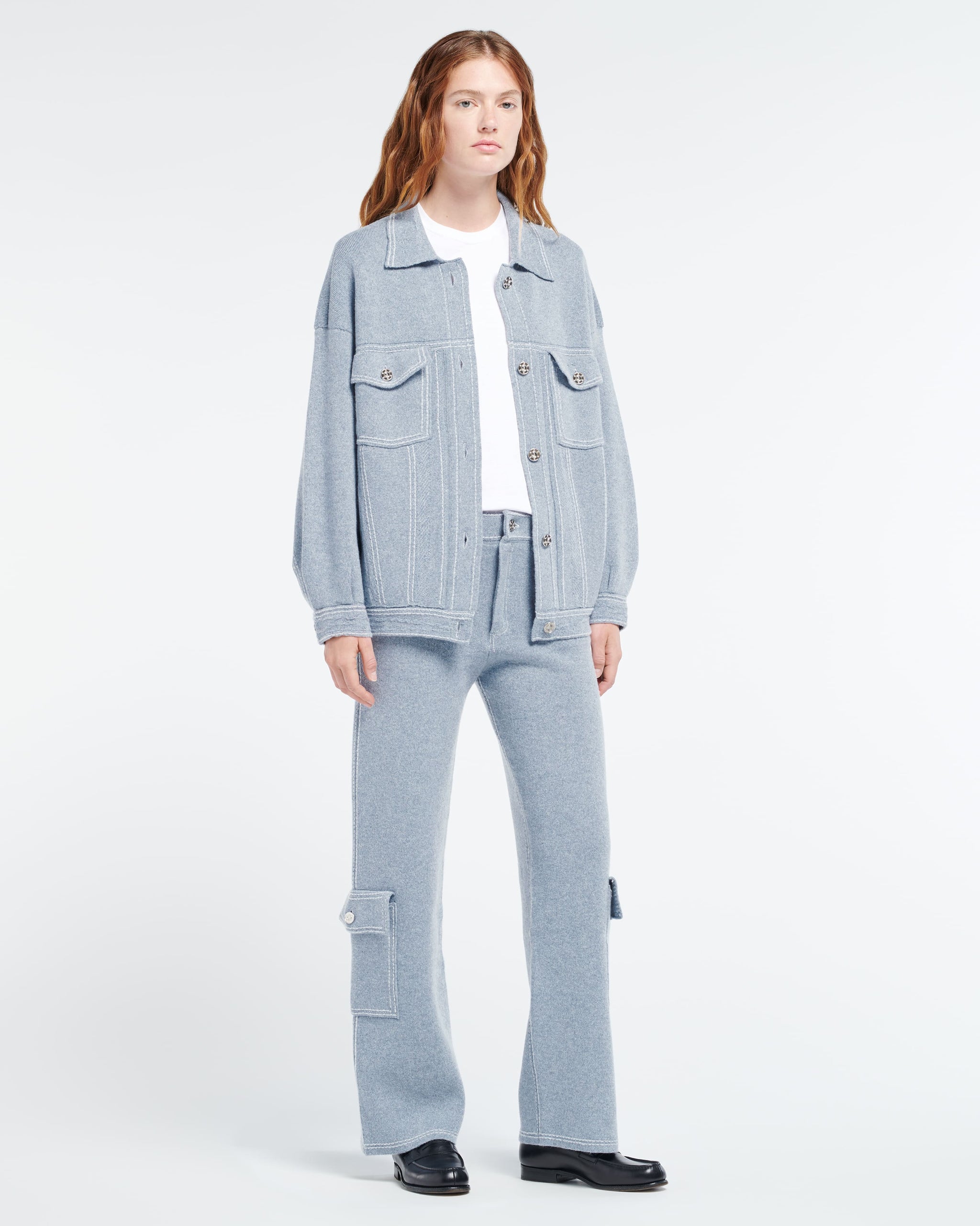Veste Denim oversize en cachemire et coton | Barrie - Barrie