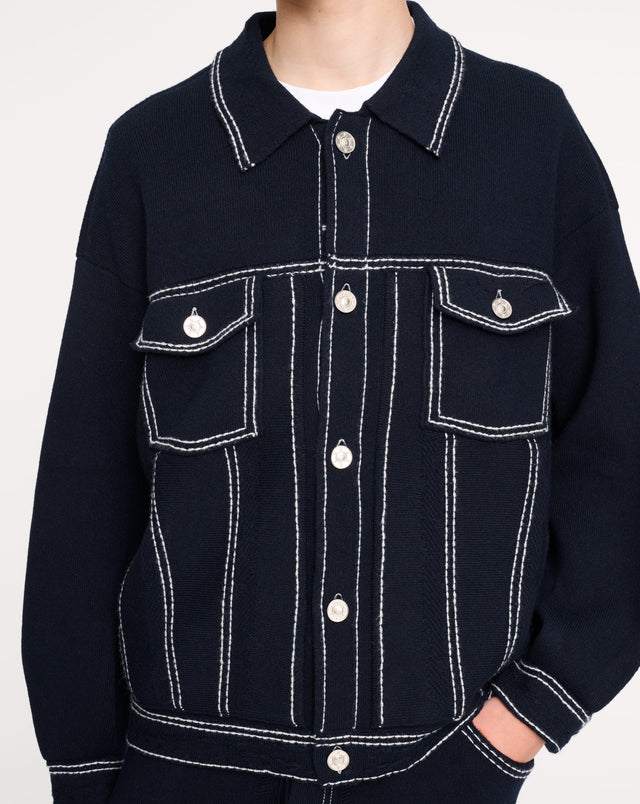 Veste Denim oversize en cachemire et coton | Barrie - Barrie