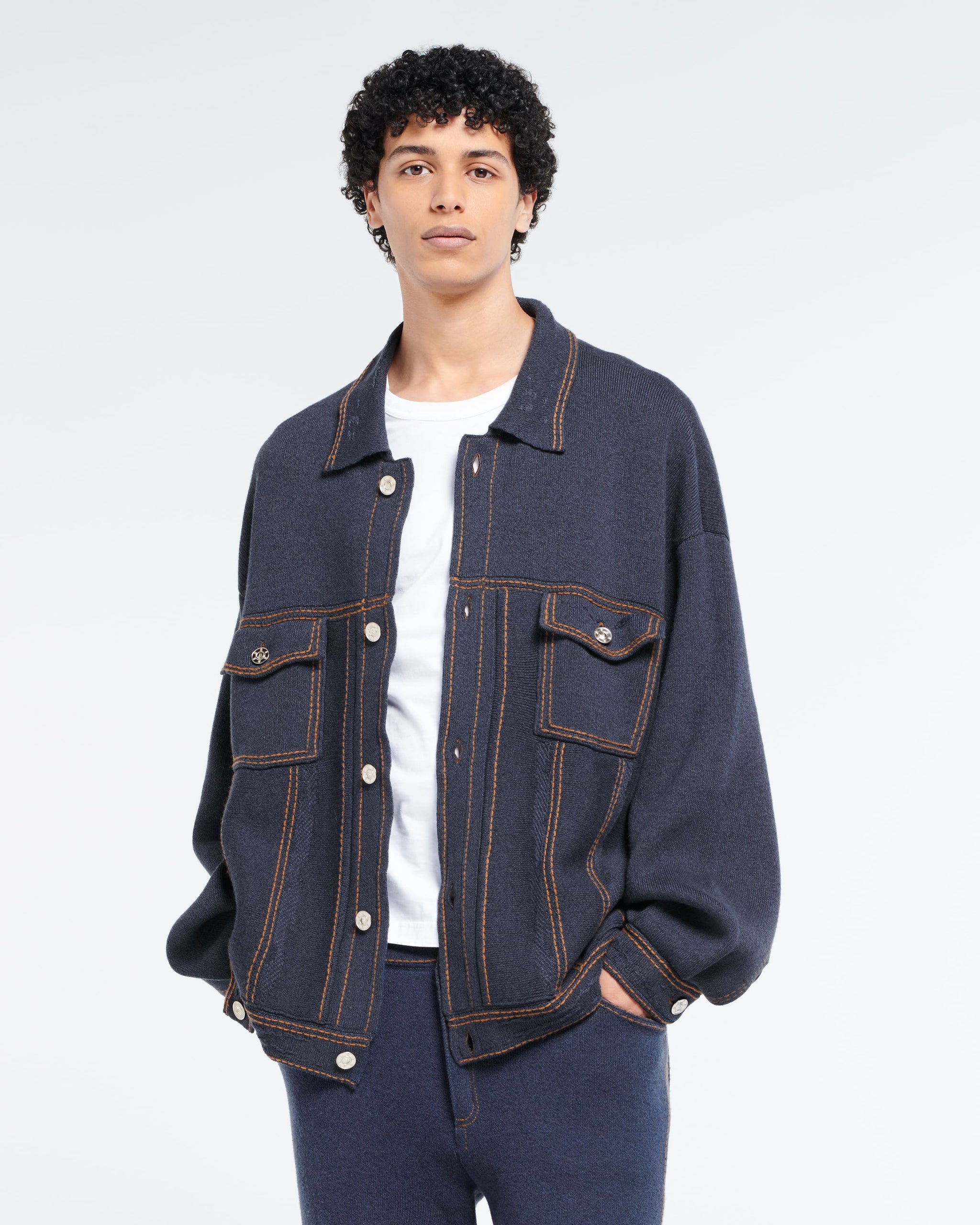 Veste Denim oversize en cachemire et coton | Barrie - Barrie