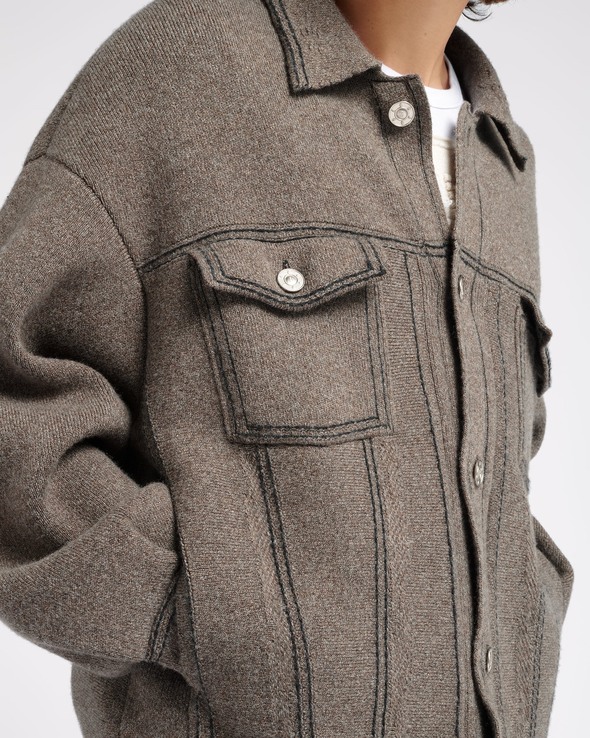 Denim oversized cashmere and cotton jacket | Barrie - Barrie