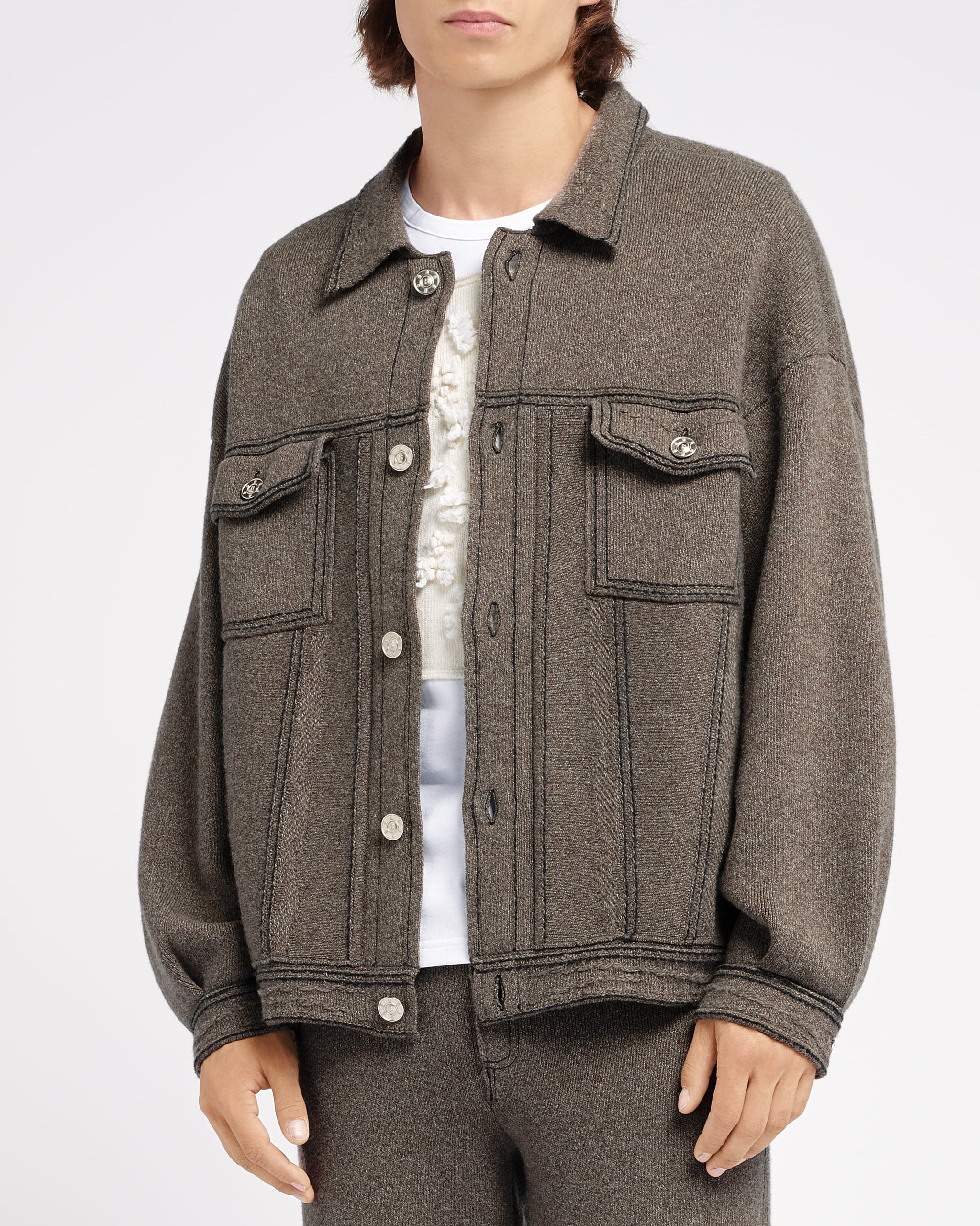Veste Denim oversize en cachemire et coton | Barrie - Barrie