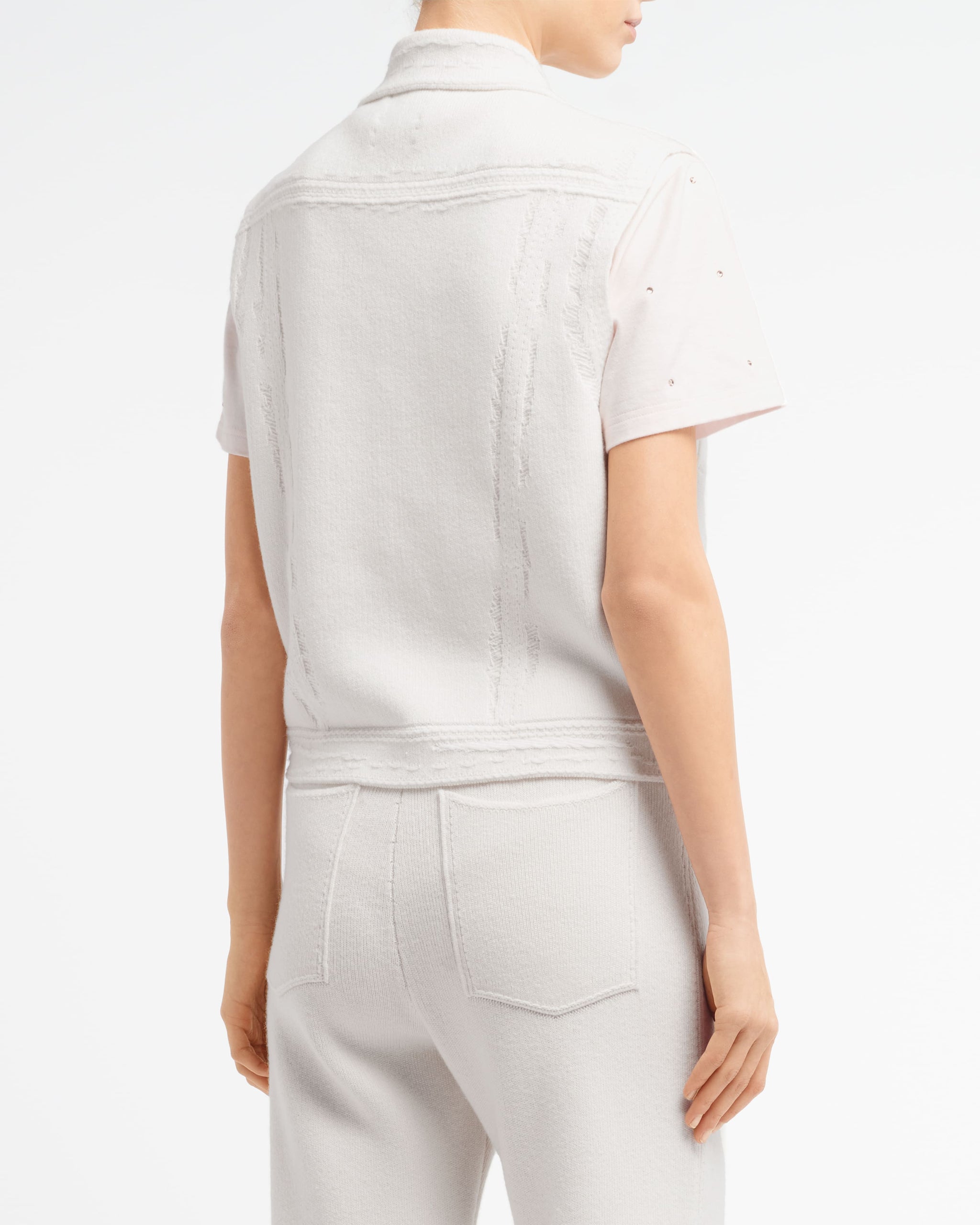 Veste Denim oversize sans manches en cachemire et coton | Barrie - Barrie