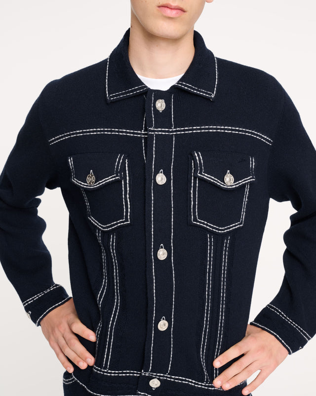 Veste Denim ajustée en cachemire et coton | Barrie - Barrie
