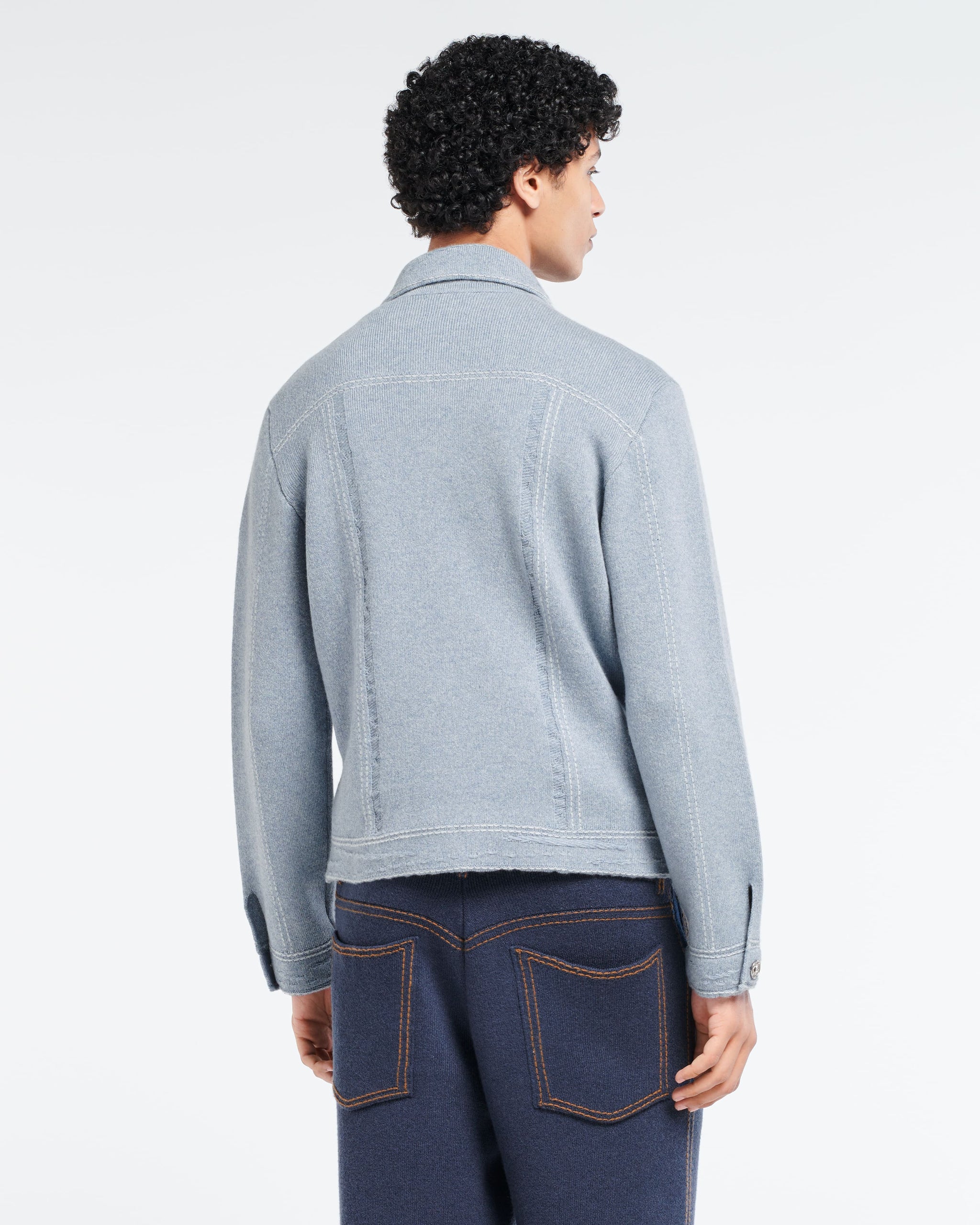 Denim fitted cashmere and cotton jacket | Barrie - Barrie