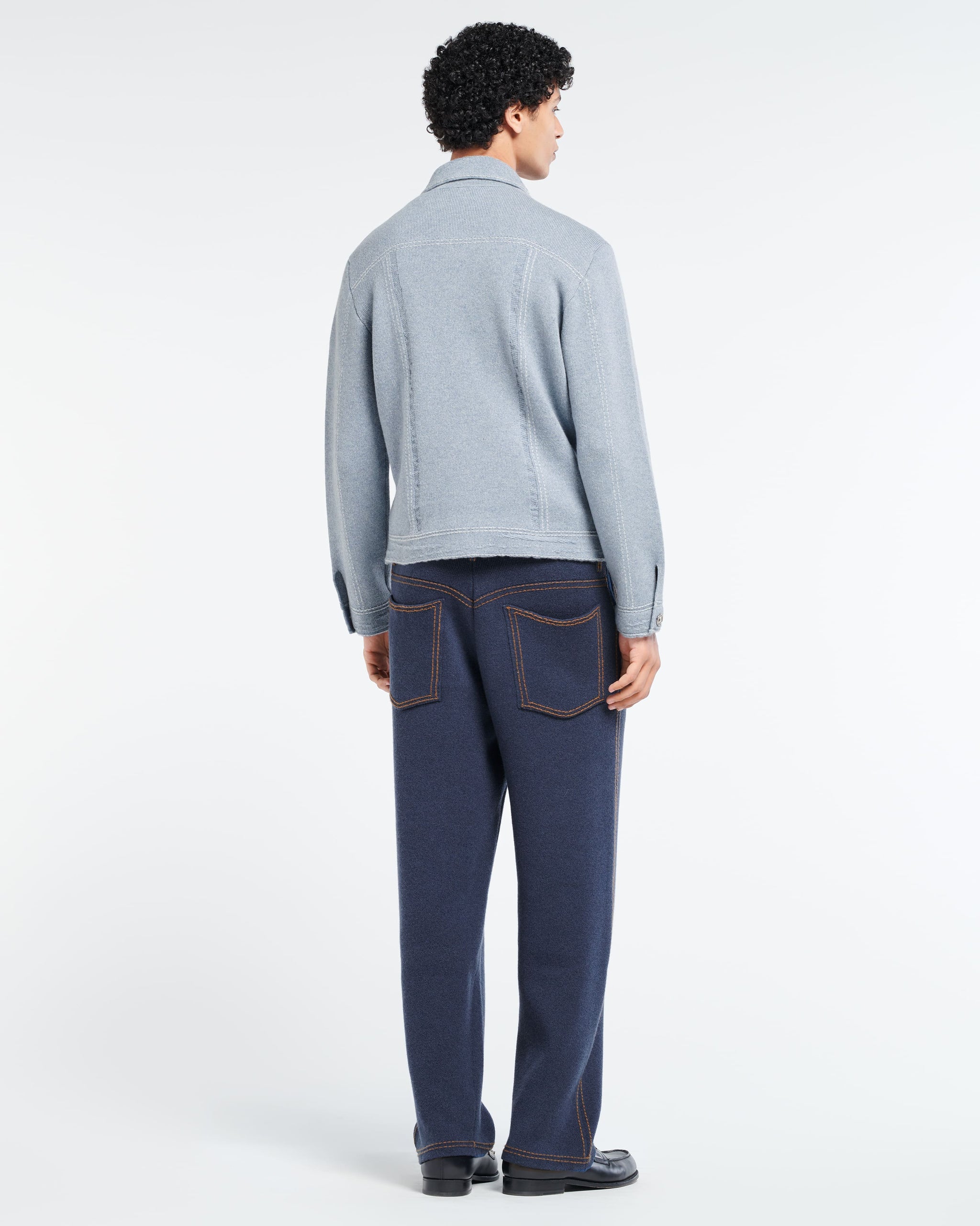 Denim fitted cashmere and cotton jacket | Barrie - Barrie