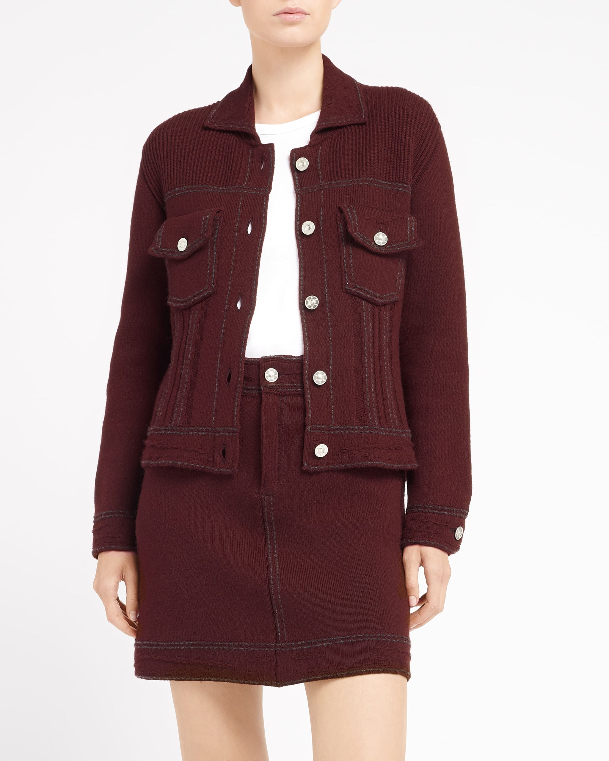 Denim cashmere and cotton skirt | Barrie - Barrie