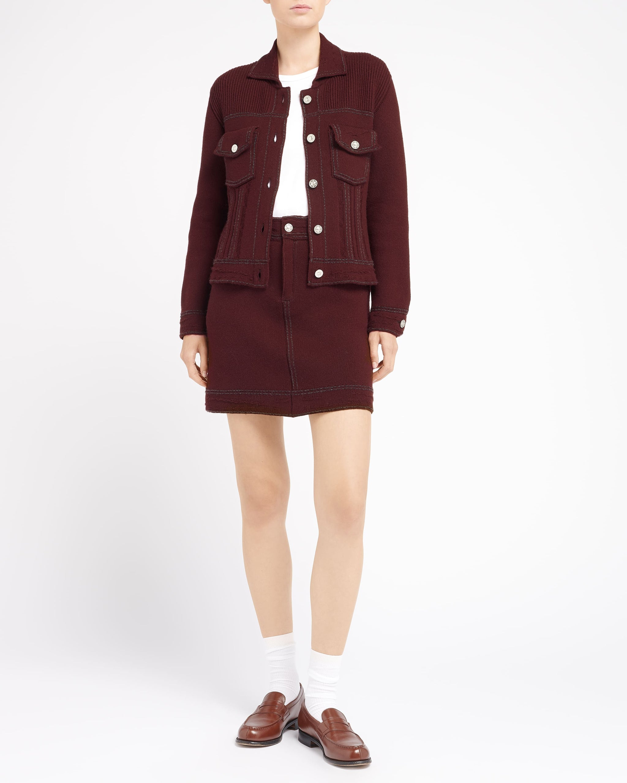 Denim cashmere and cotton skirt | Barrie - Barrie