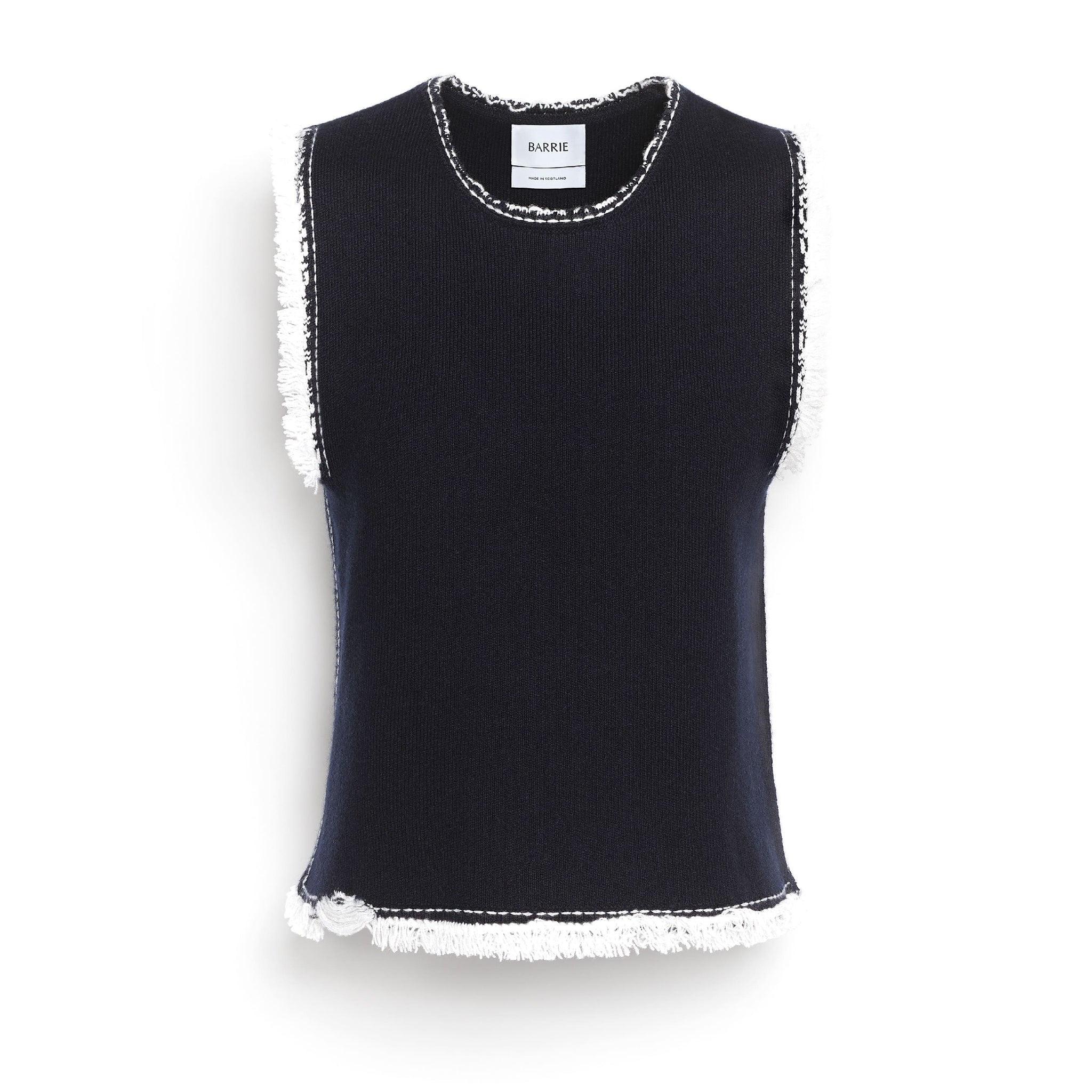 Denim Fringed cashmere and cotton top | Barrie - Barrie