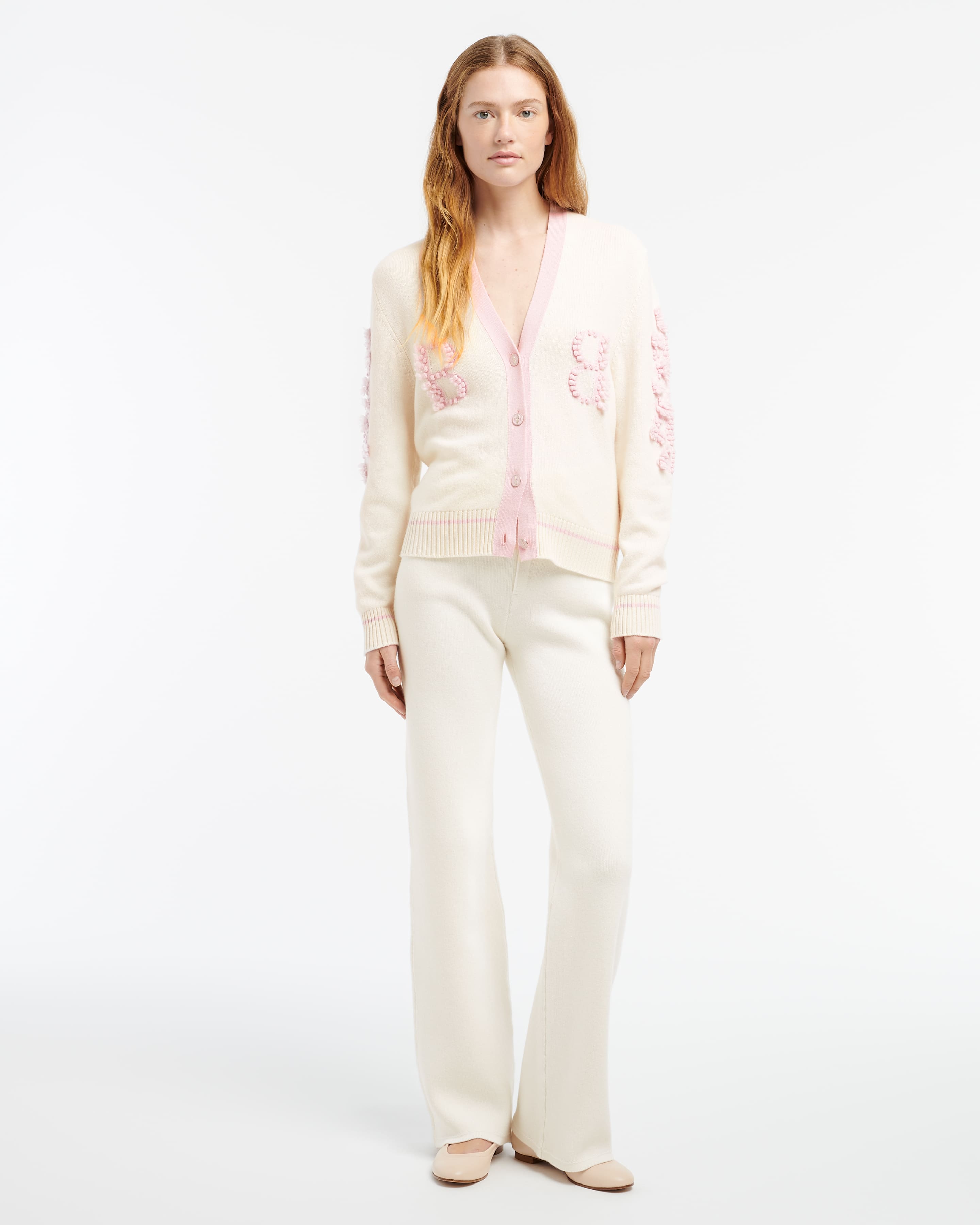 Cashmere B logo V-neck cardigan – Barrie
