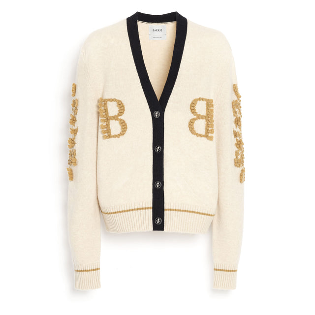Cardigan col V logo B en cachemire | Barrie - Barrie