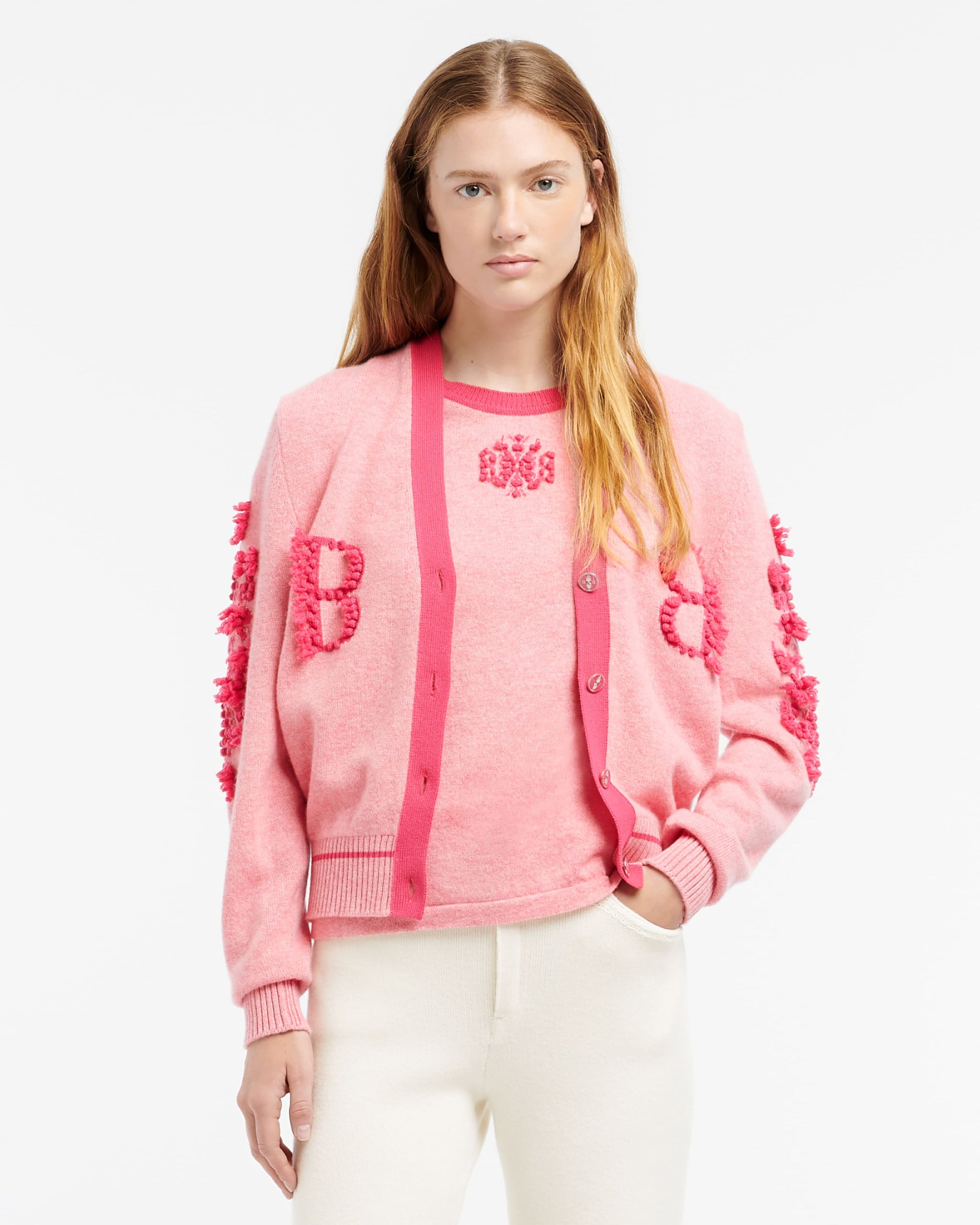 Mottled cashmere top with B logo | Barrie - Barrie