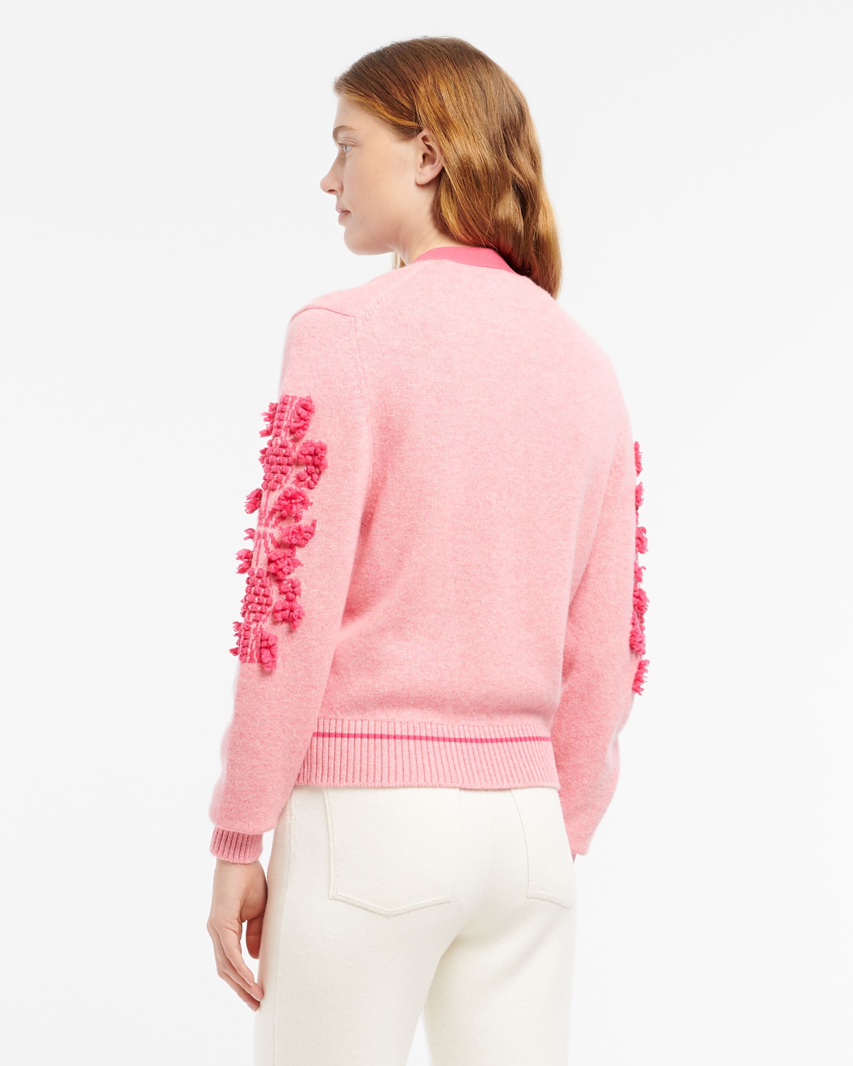 Mottled cashmere B logo V-neck cardigan – Barrie