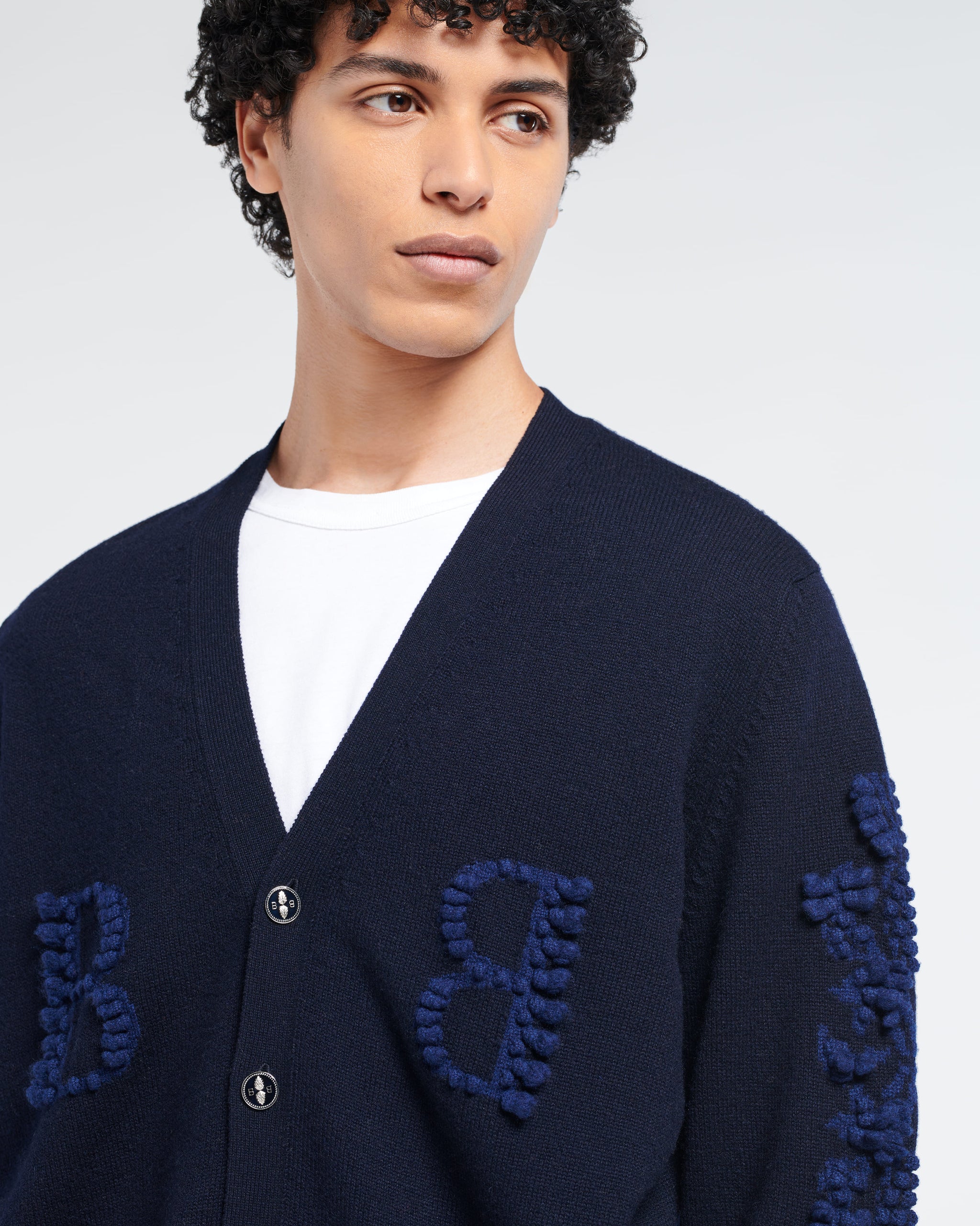 3D logo V-neck cashmere cardigan | Barrie - Barrie