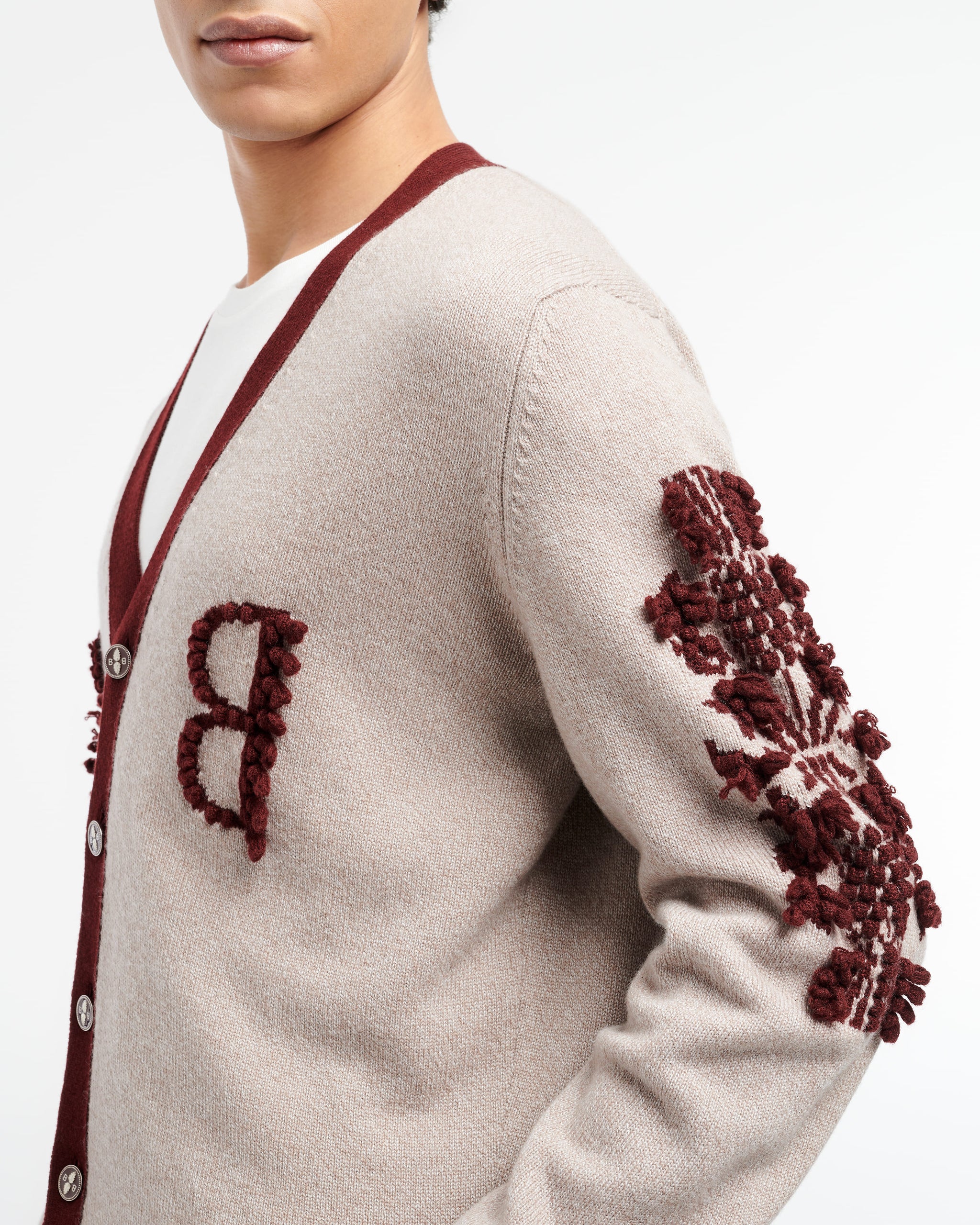 3D logo V-neck cashmere cardigan | Barrie - Barrie