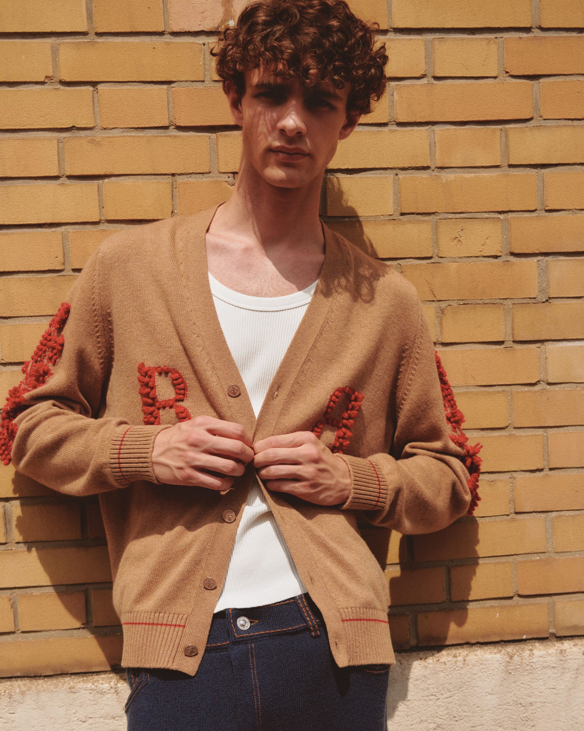 3D logo V-neck cashmere cardigan | Barrie - Barrie