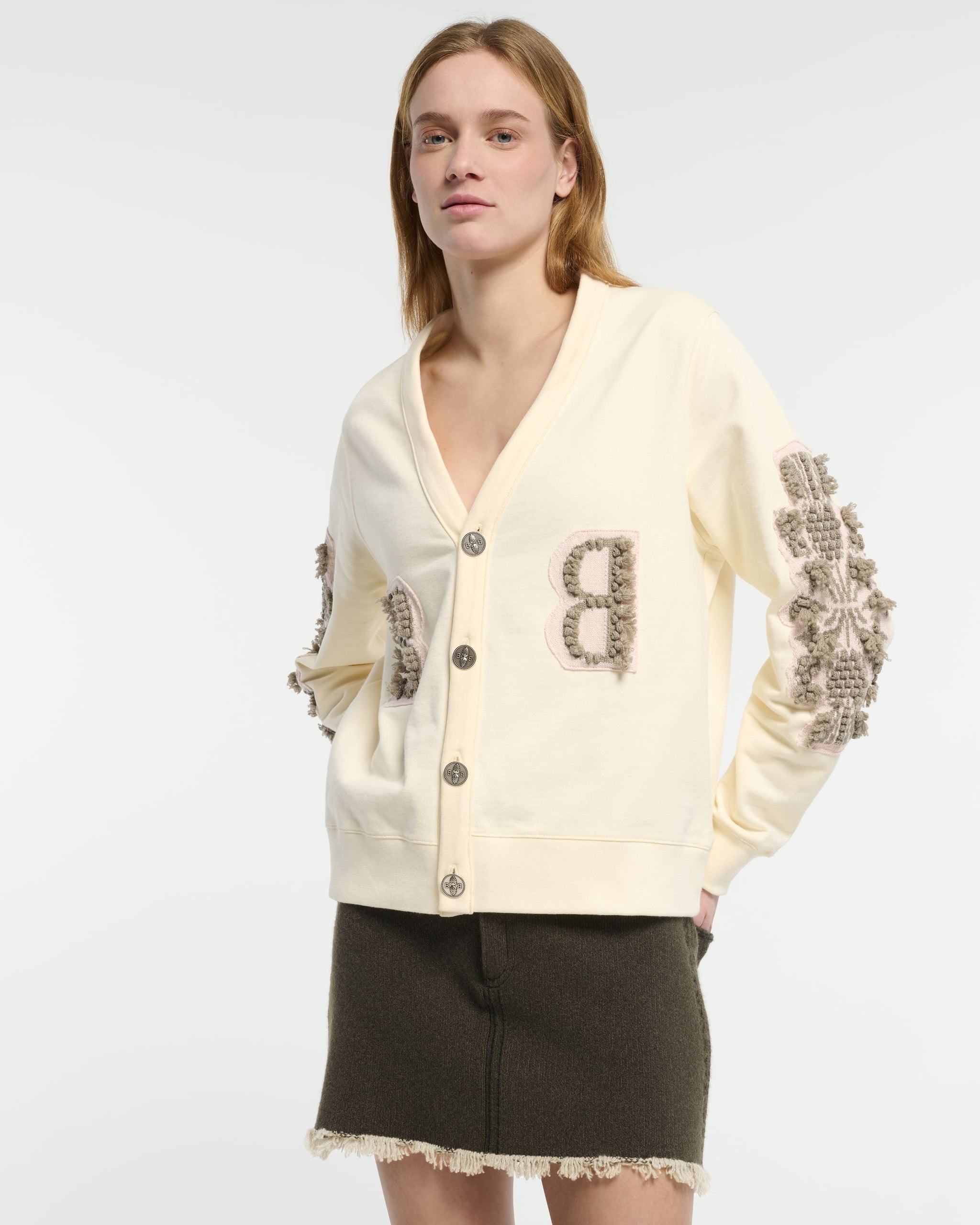 Cardigan en coton avec logo B en cachemire | Barrie - Barrie