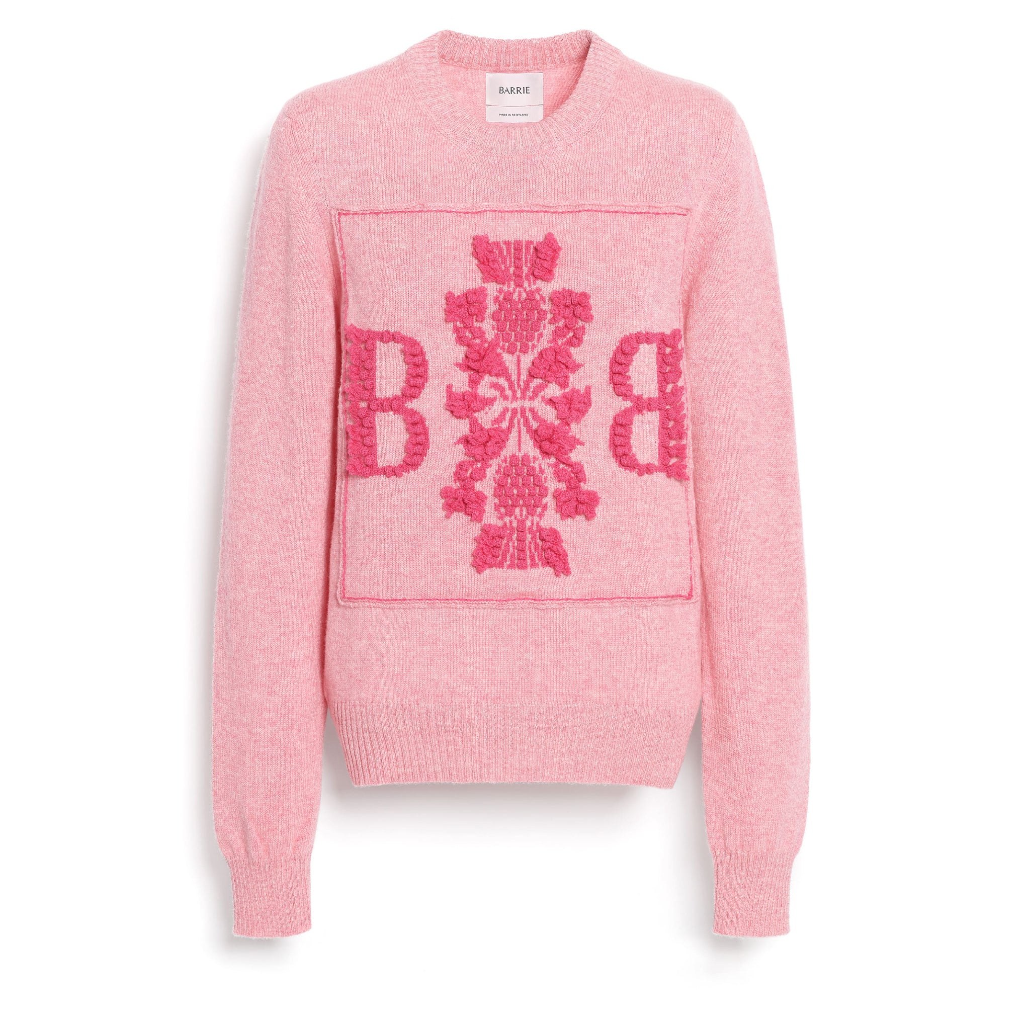 3D logo round-neck jumper in mollted cashmere | Barrie - Barrie