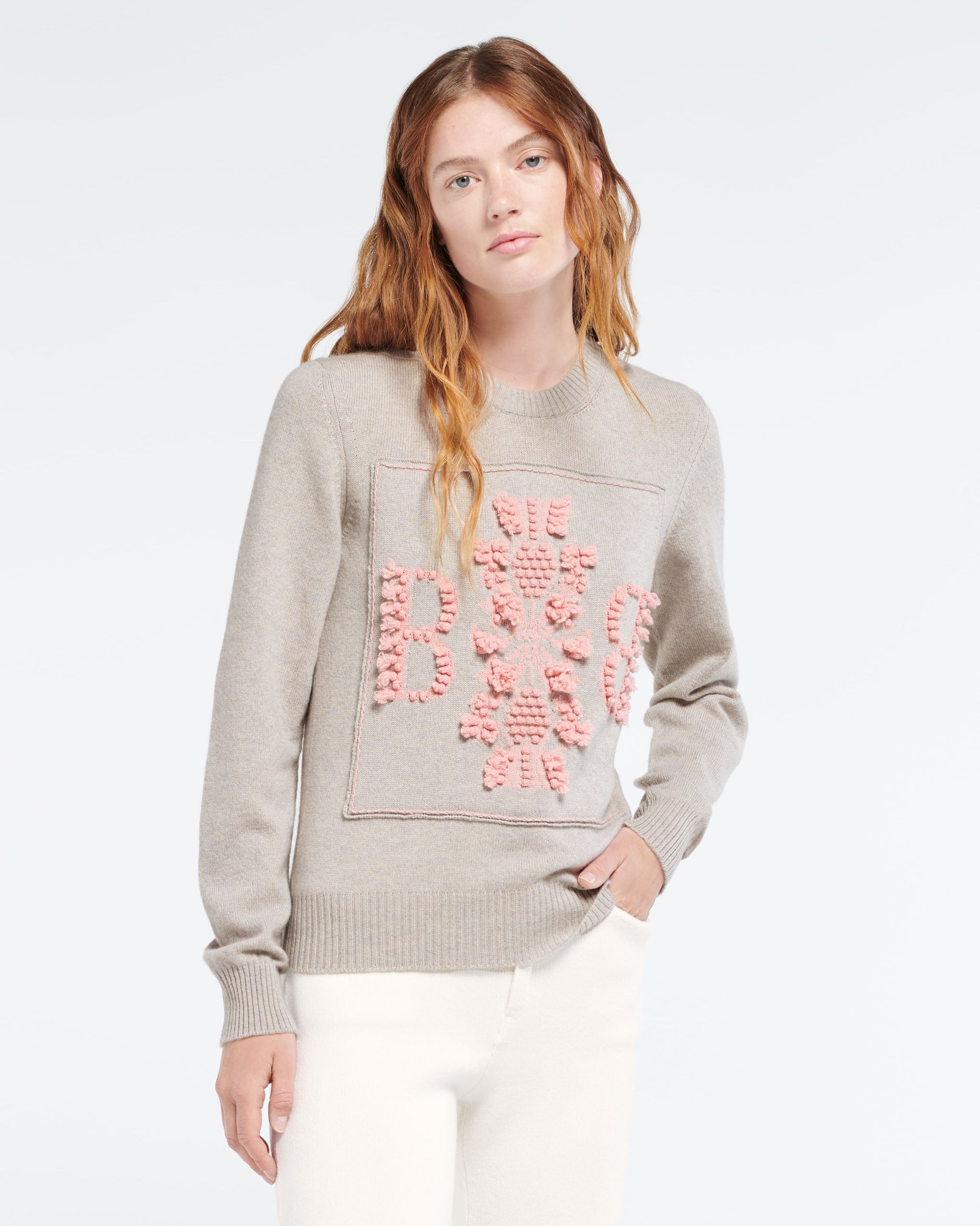 Pull col rond logo 3D en cachemire | Barrie - Barrie