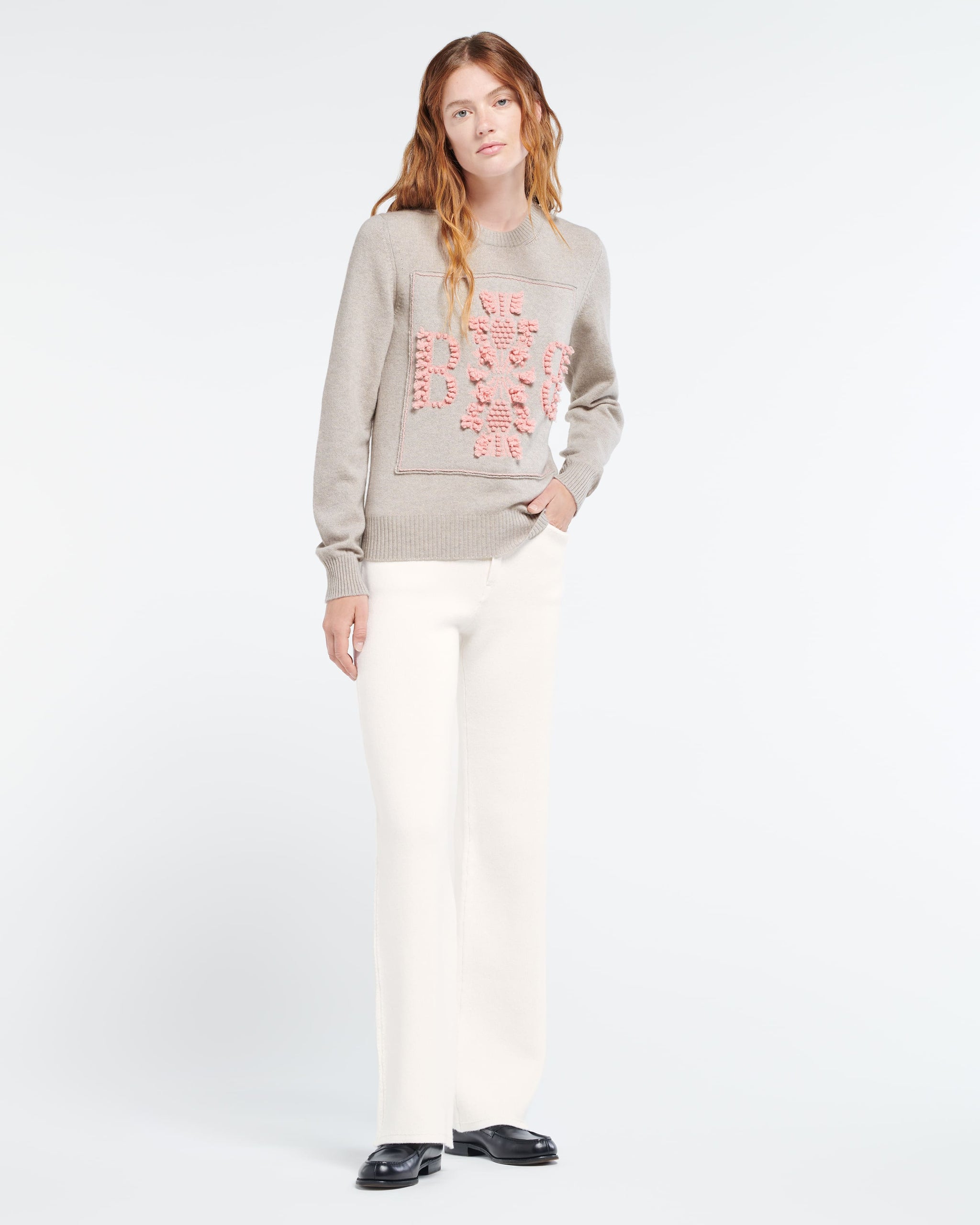 Pull col rond logo 3D en cachemire | Barrie - Barrie