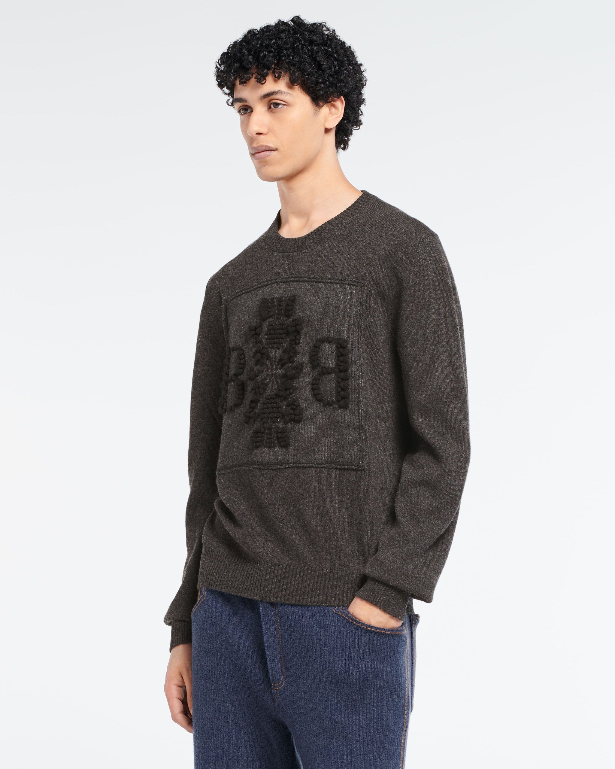 Pull col rond logo 3D en cachemire | Barrie - Barrie