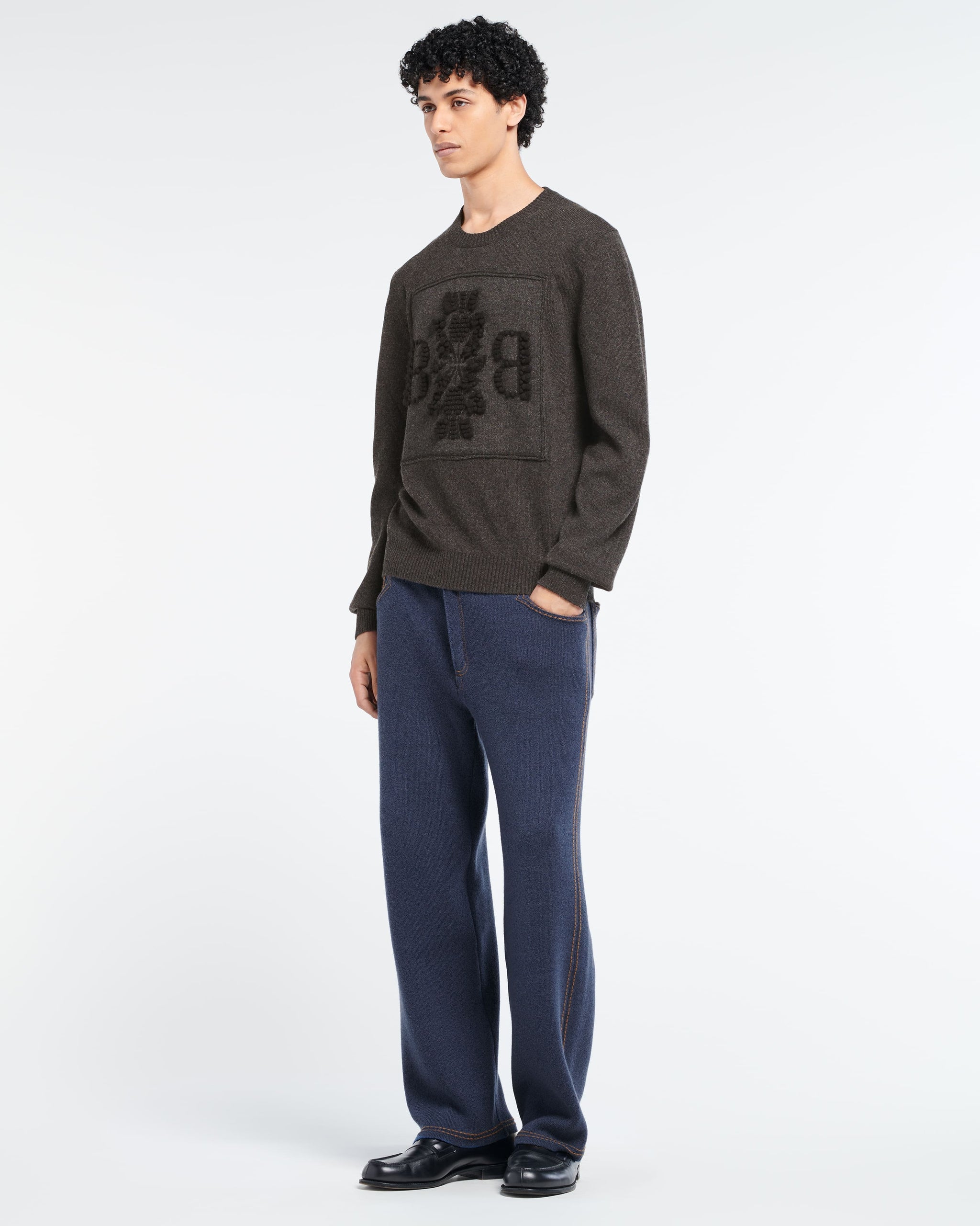 Pull col rond logo 3D en cachemire | Barrie - Barrie