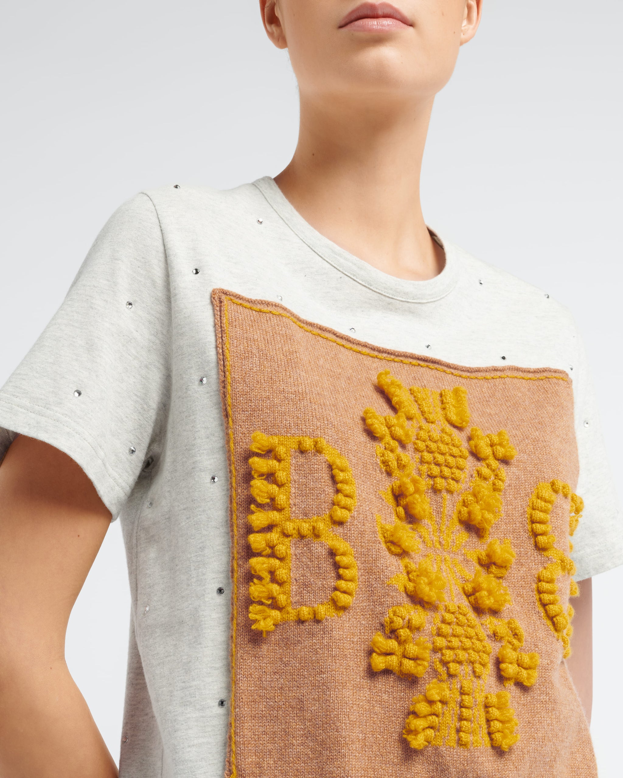 Sparkling T-Shirt with Barrie logo cashmere patch | Barrie - Barrie