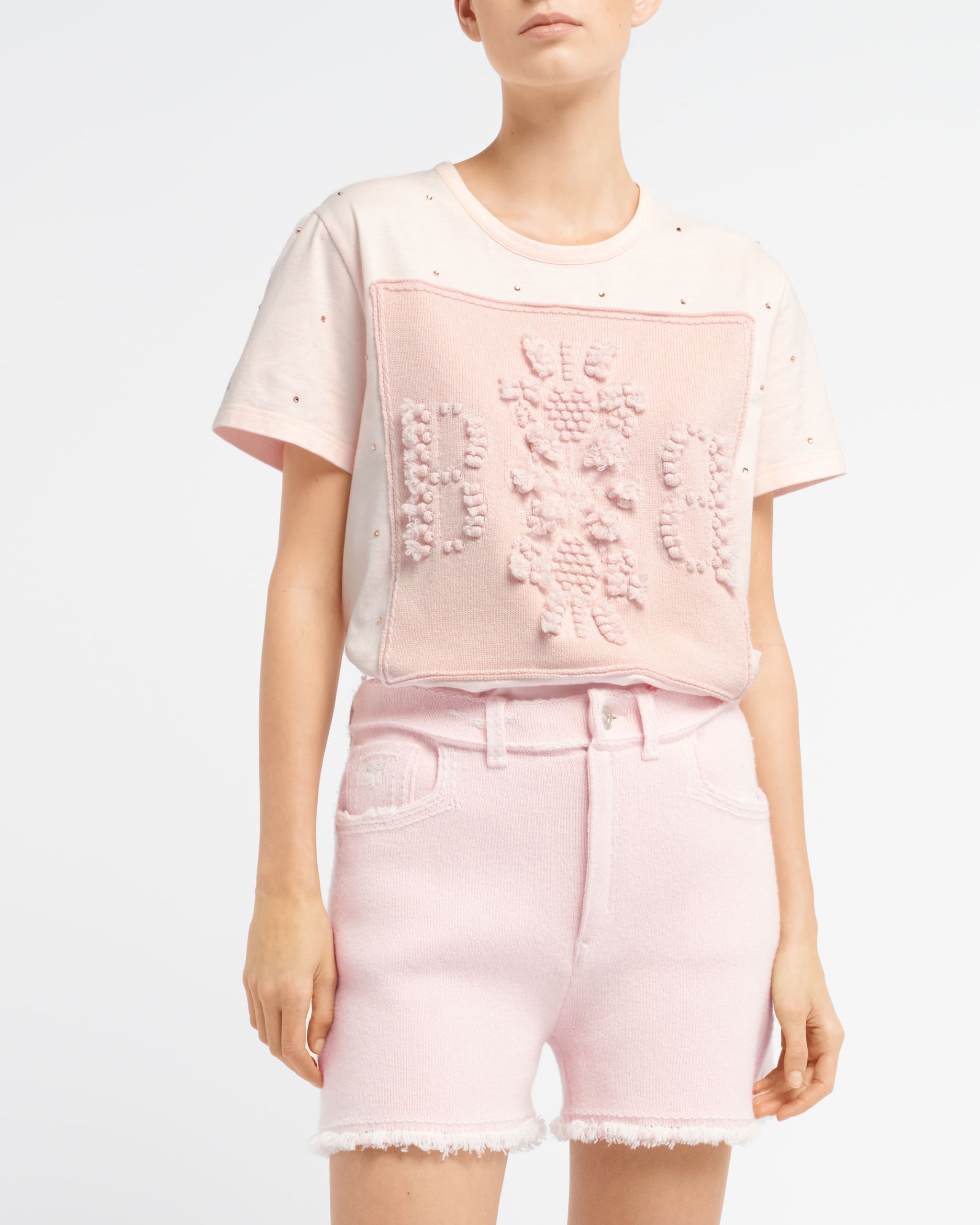 캐시미어 B 로고 패치 및 라인스톤 장식 티셔츠 | Barrie - Barrie