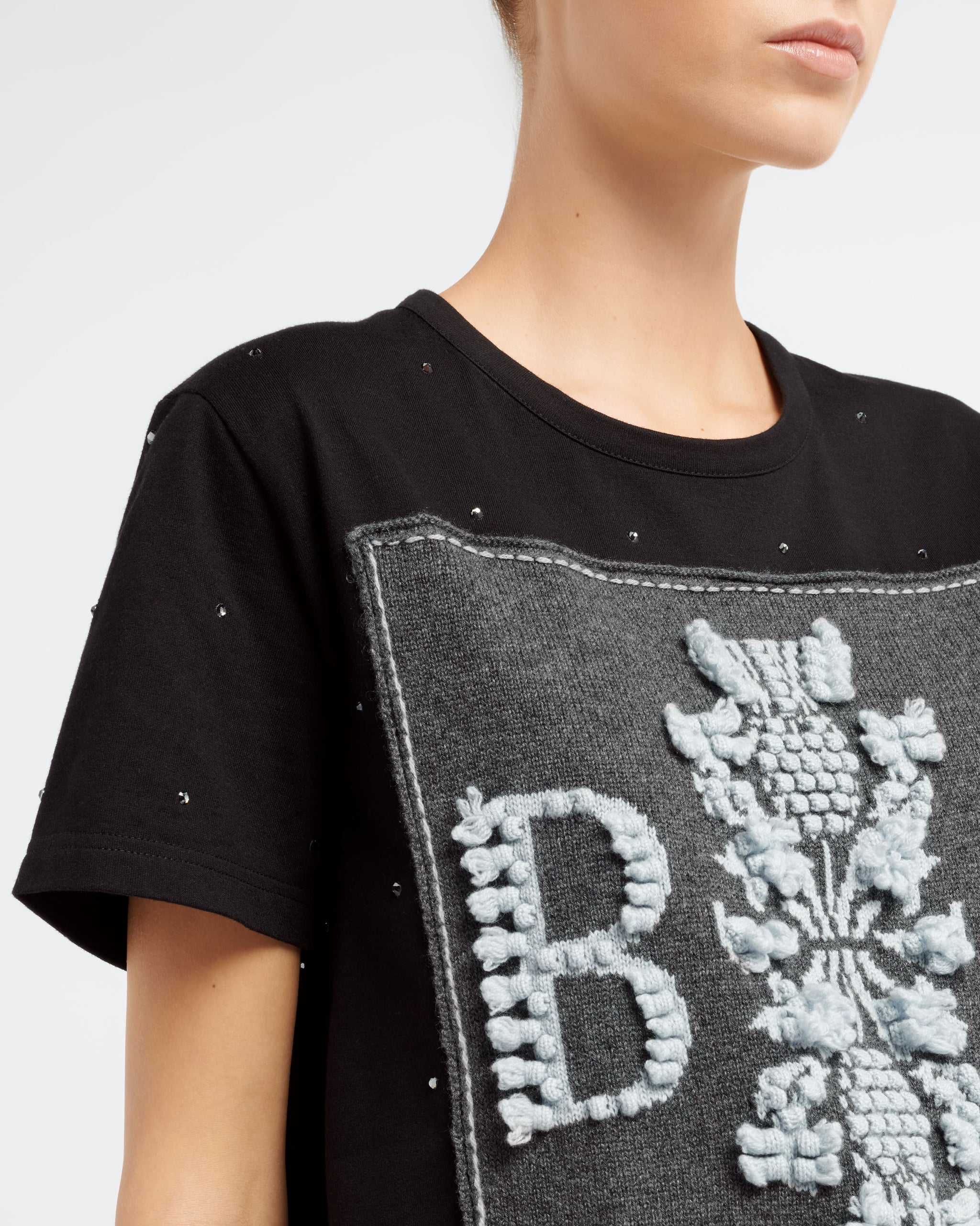 Sparkling T-Shirt with Barrie logo cashmere patch | Barrie - Barrie