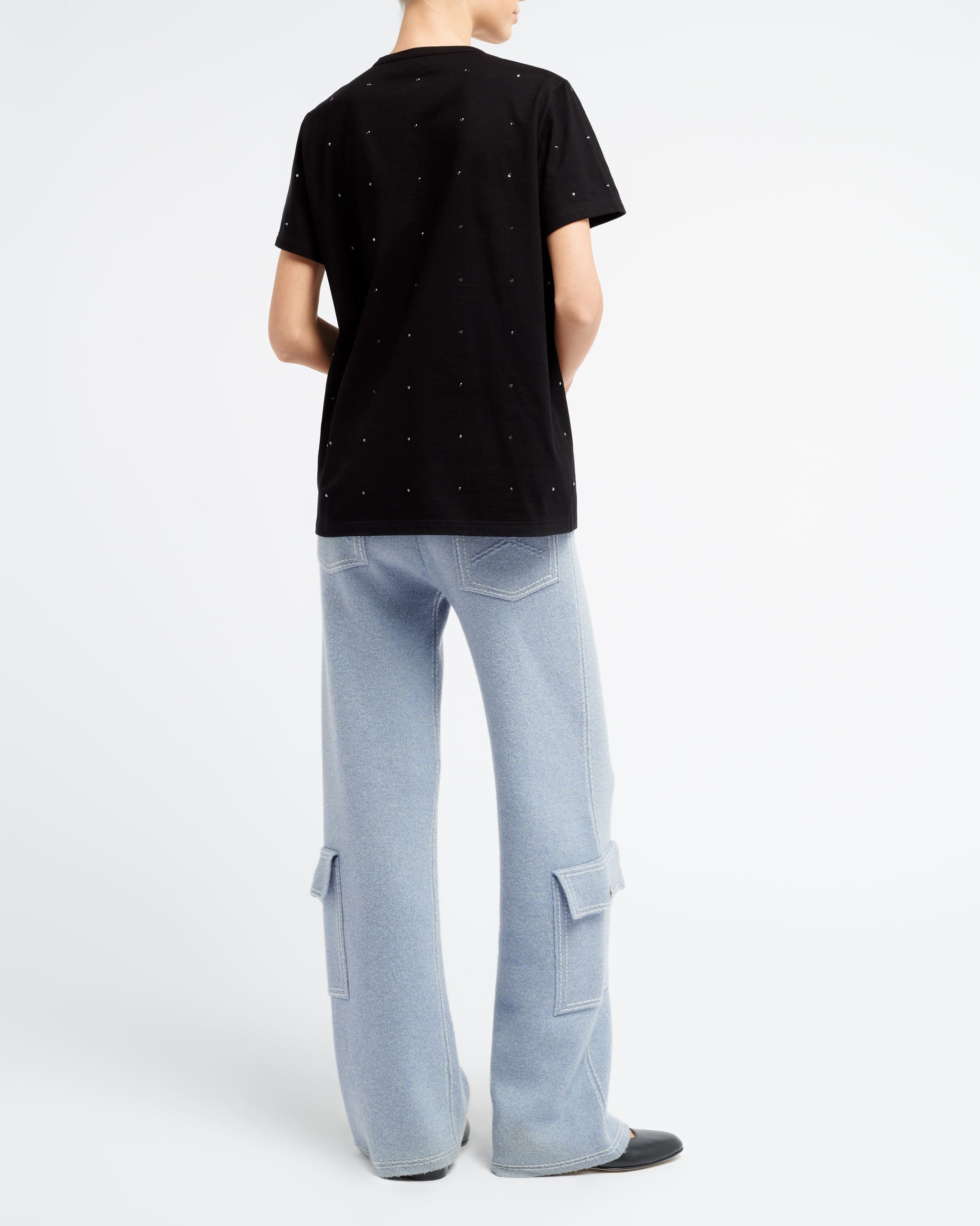 캐시미어 B 로고 패치 및 라인스톤 장식 티셔츠 | Barrie - Barrie