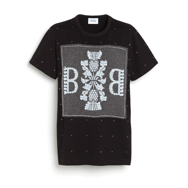 Sparkling T-Shirt with Barrie logo cashmere patch