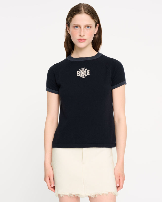 Cashmere top with B logo | Barrie - Barrie