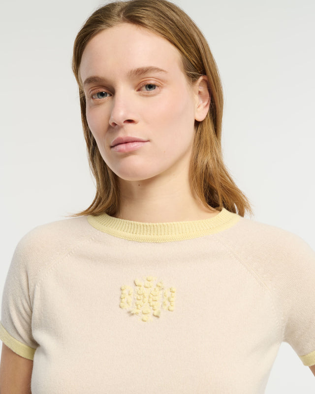 Mottled cashmere top with B logo | Barrie - Barrie