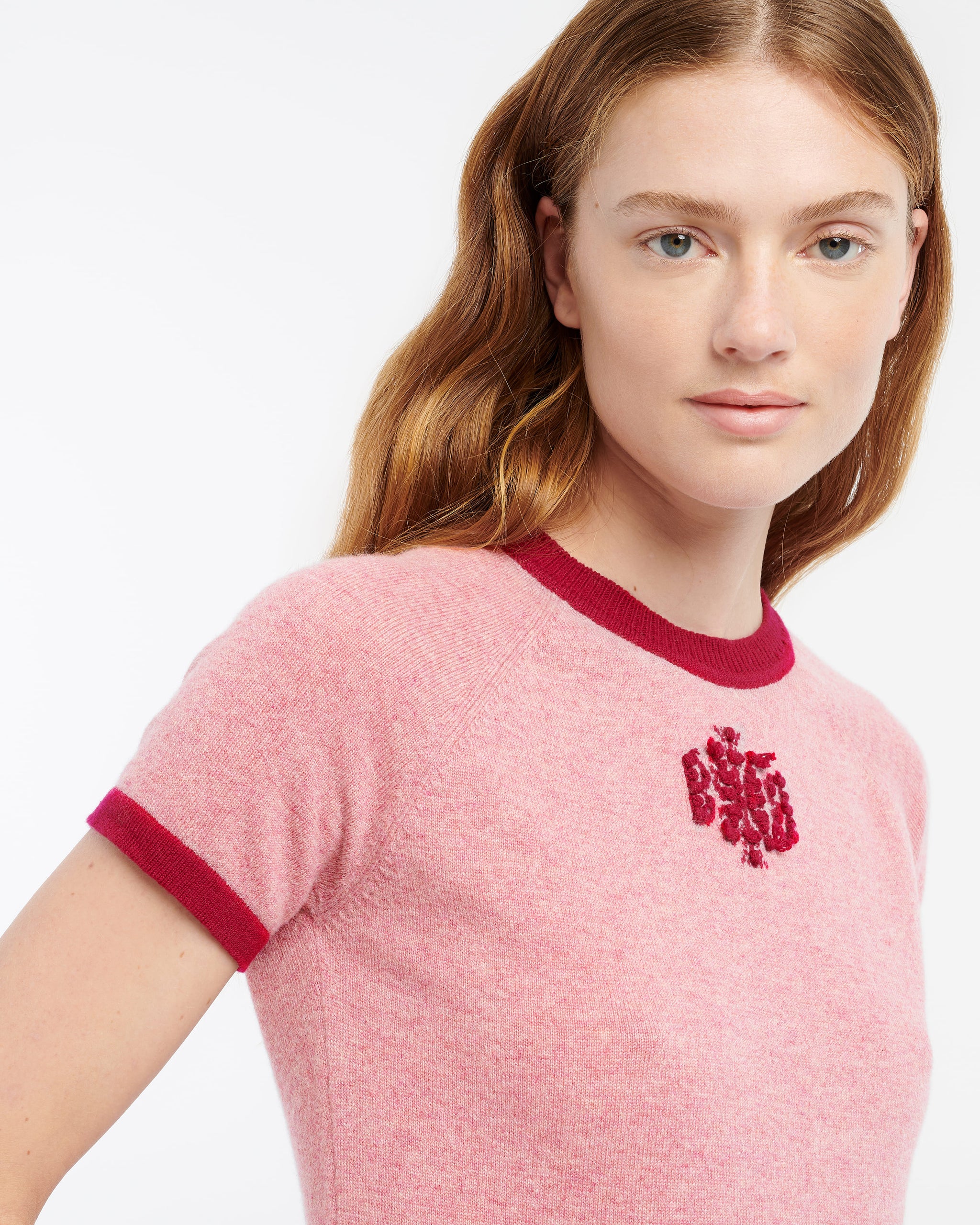 Mottled cashmere top with B logo | Barrie - Barrie