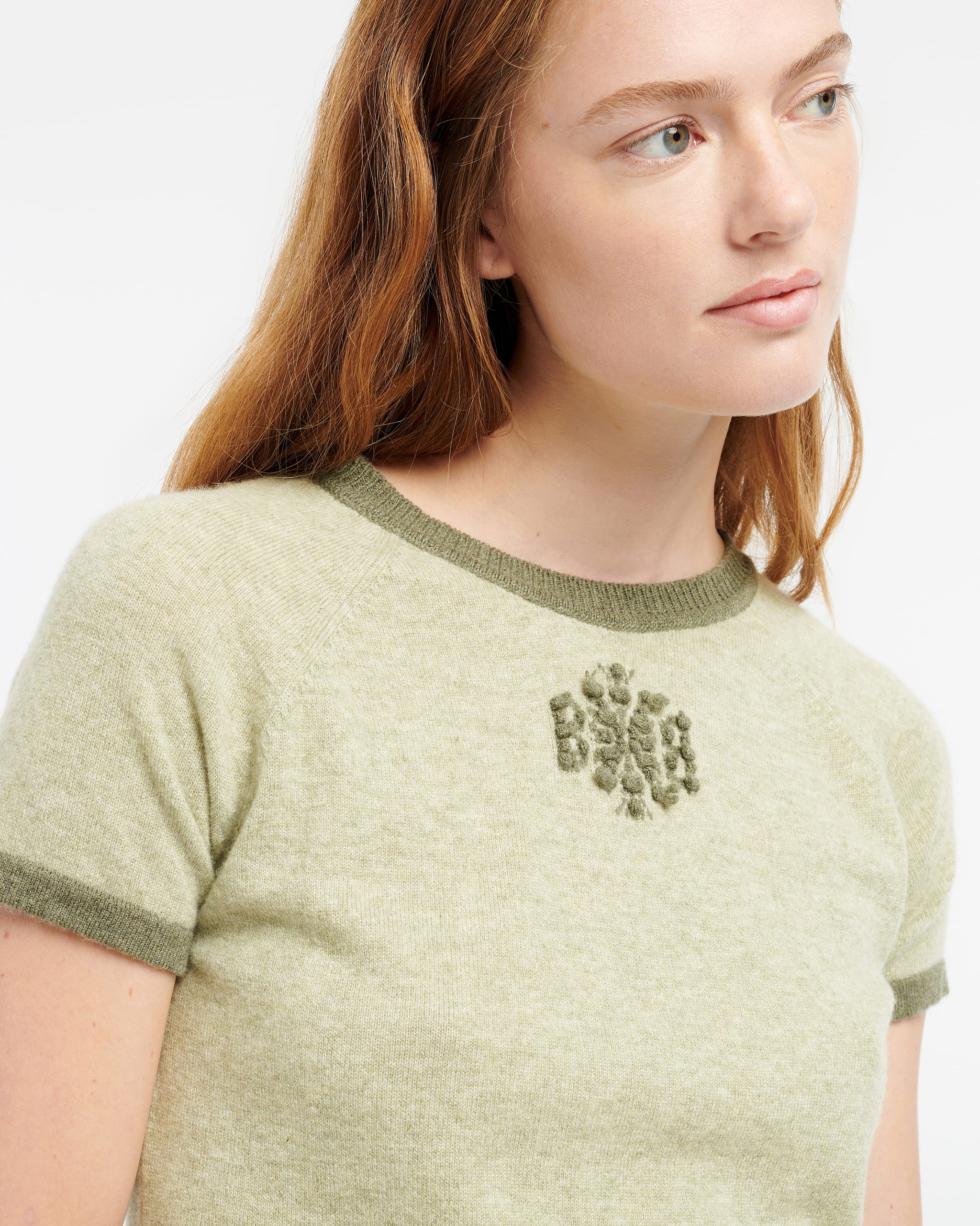 Mottled cashmere top with B logo | Barrie - Barrie