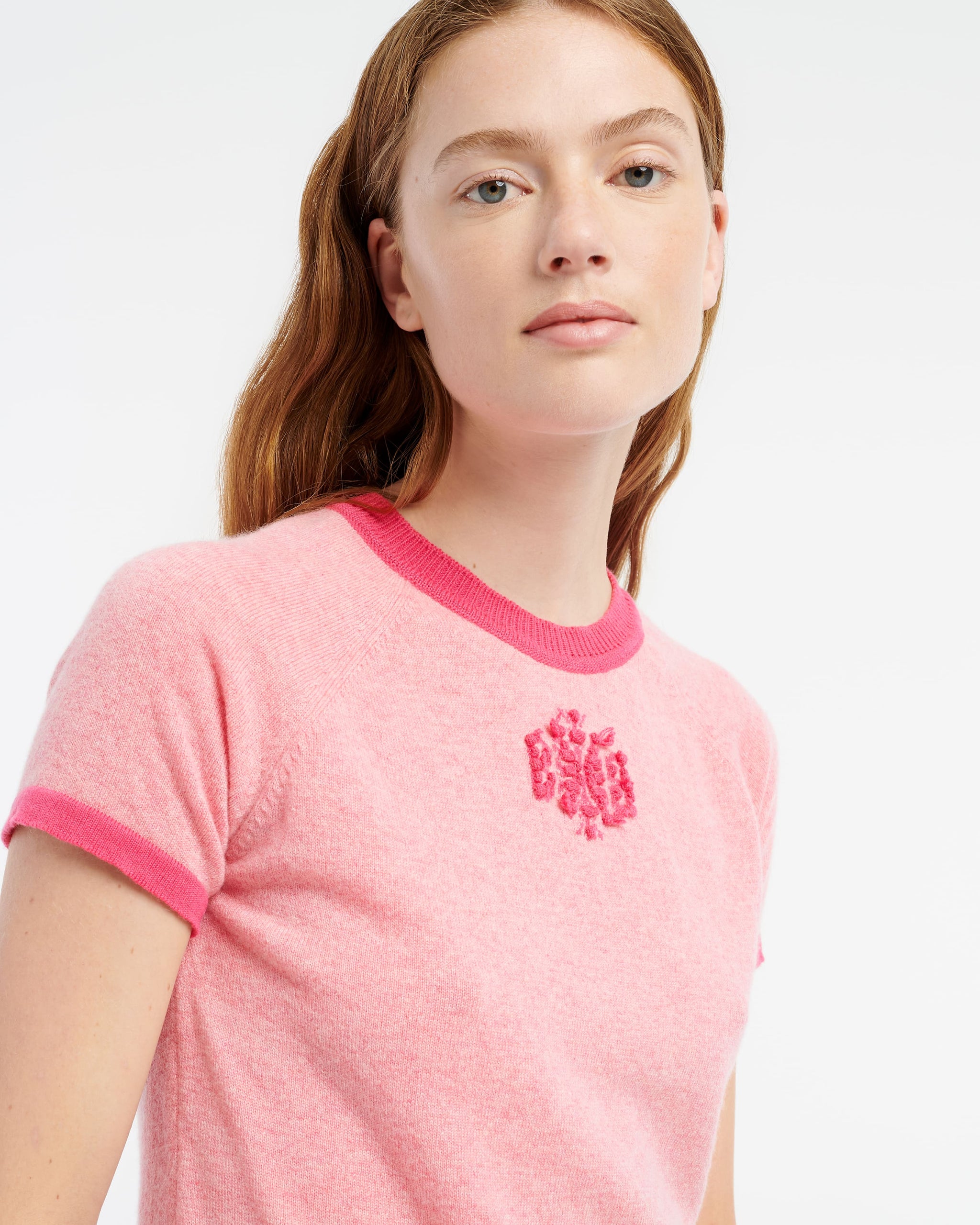 Mottled cashmere top with B logo | Barrie - Barrie
