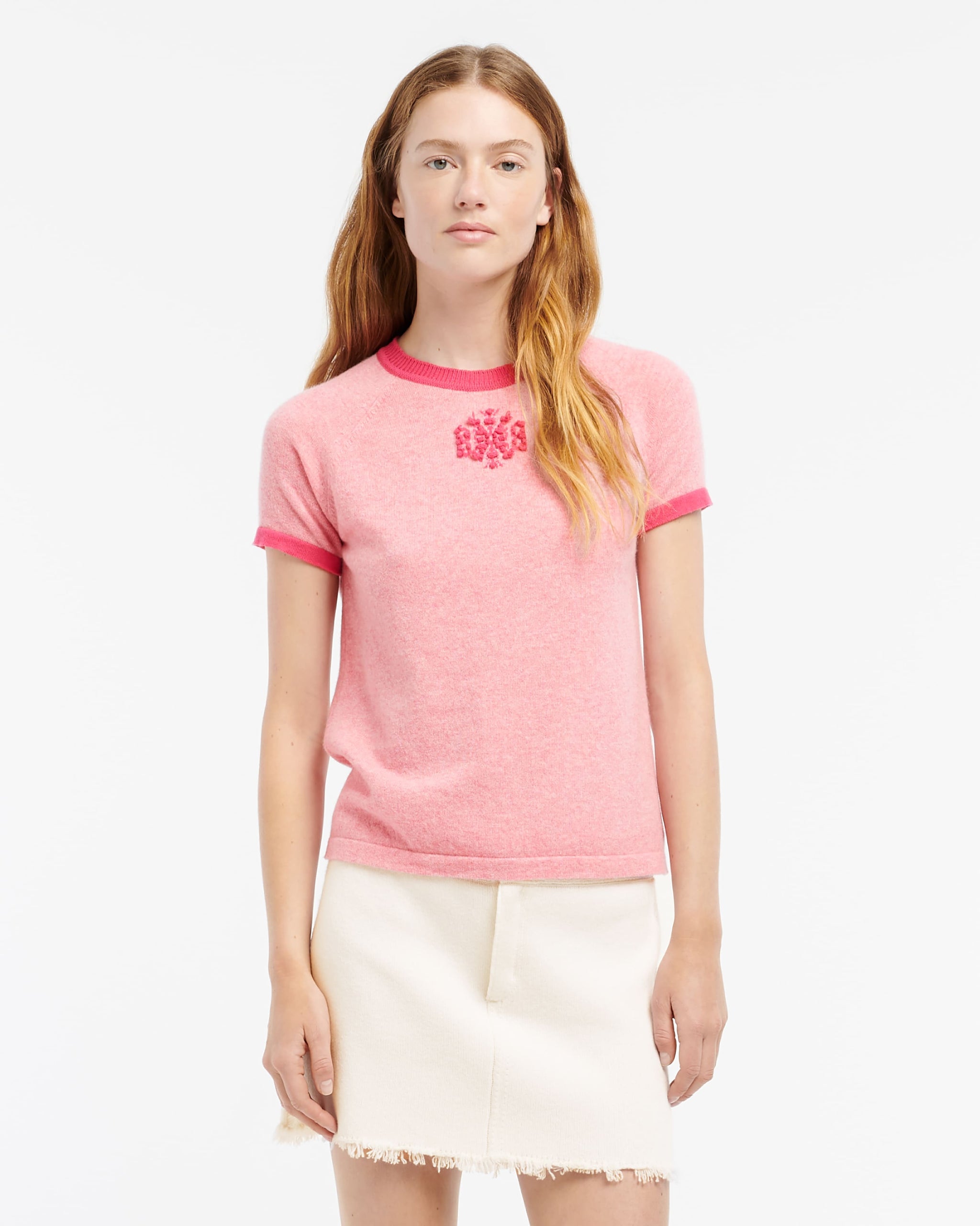 Mottled cashmere top with B logo | Barrie - Barrie