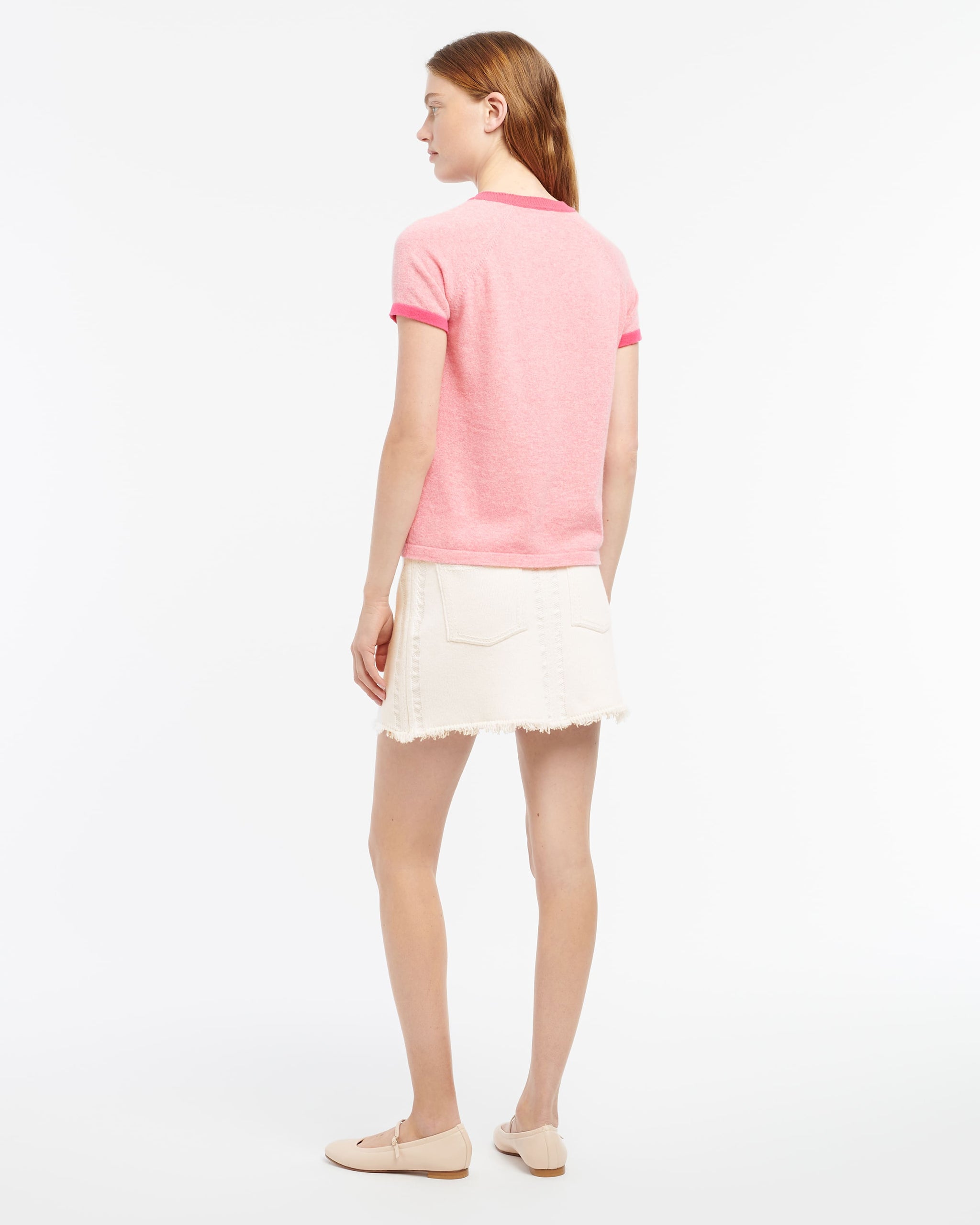 Mottled cashmere top with B logo | Barrie - Barrie