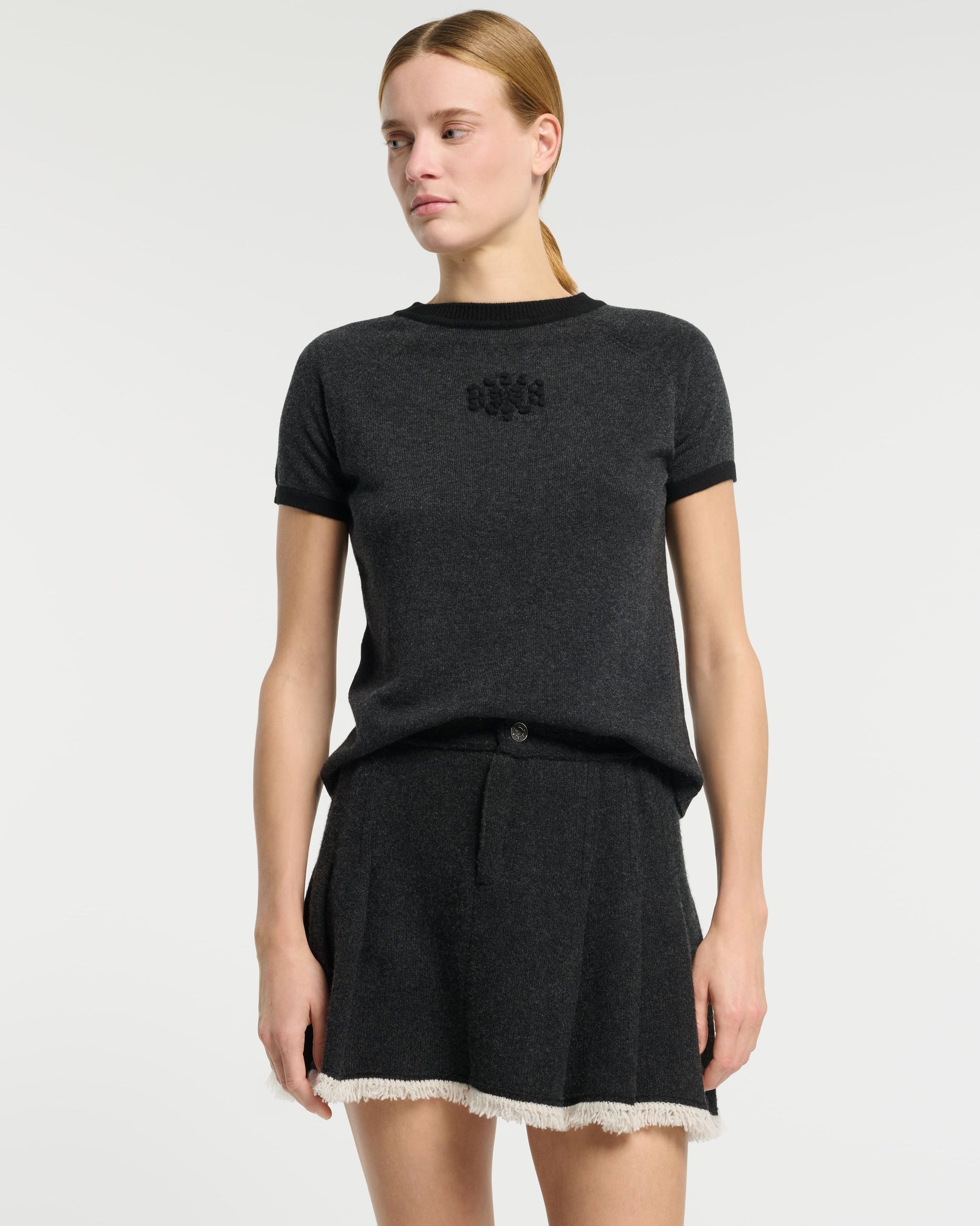 Cashmere top with B logo | Barrie - Barrie