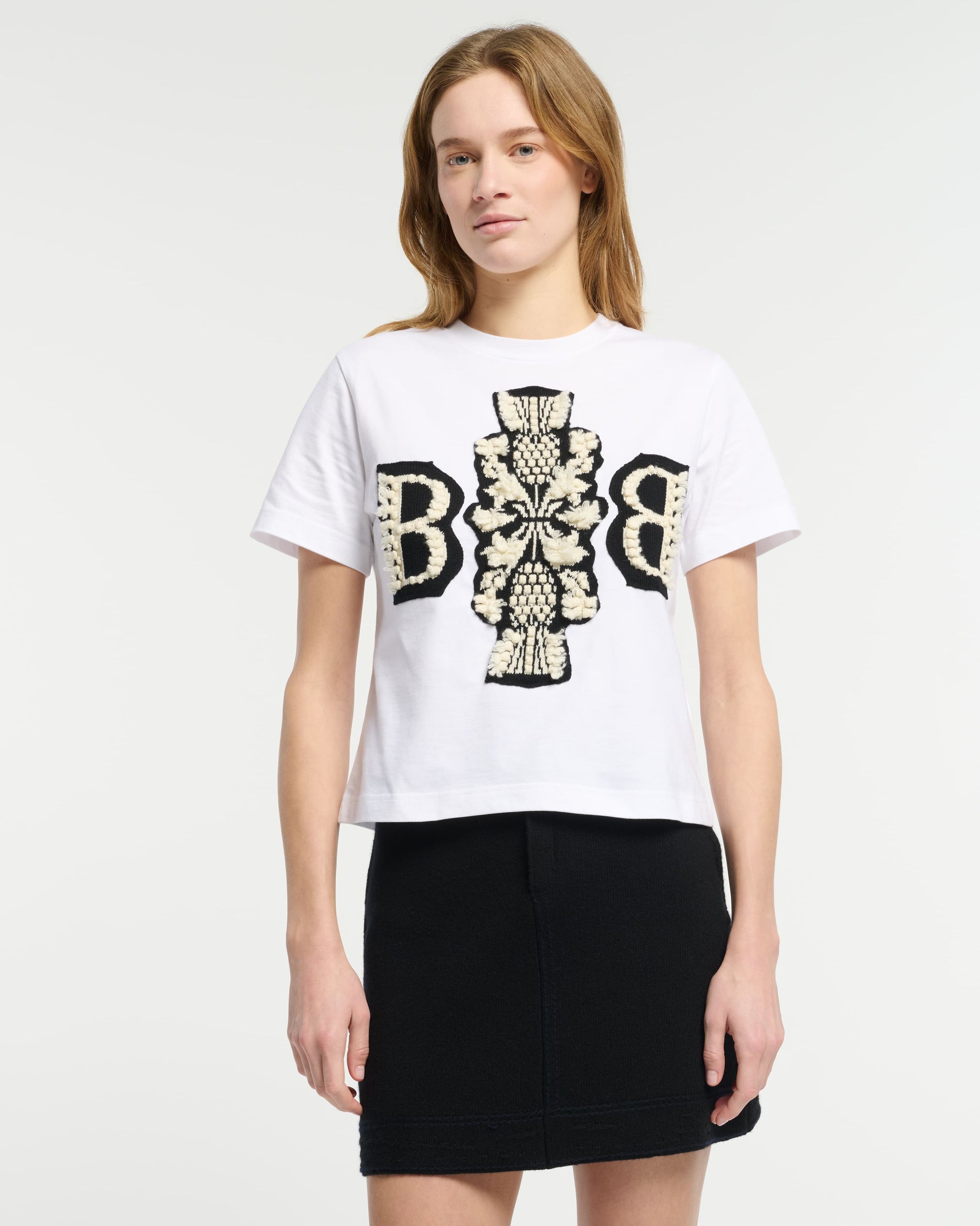 T-Shirt court avec logo B en cachemire | Barrie - Barrie