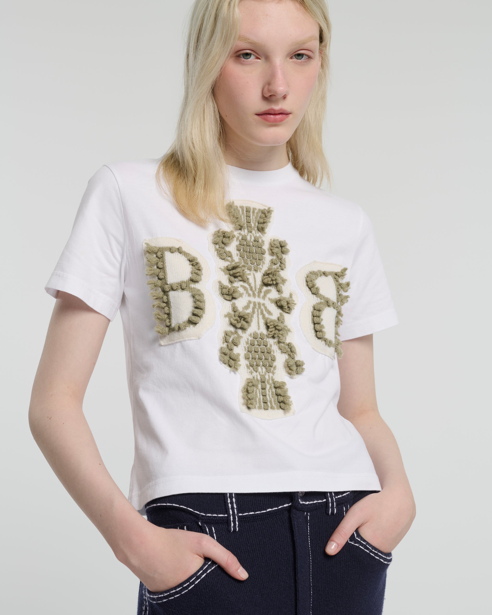 T-Shirt court avec logo B en cachemire | Barrie - Barrie