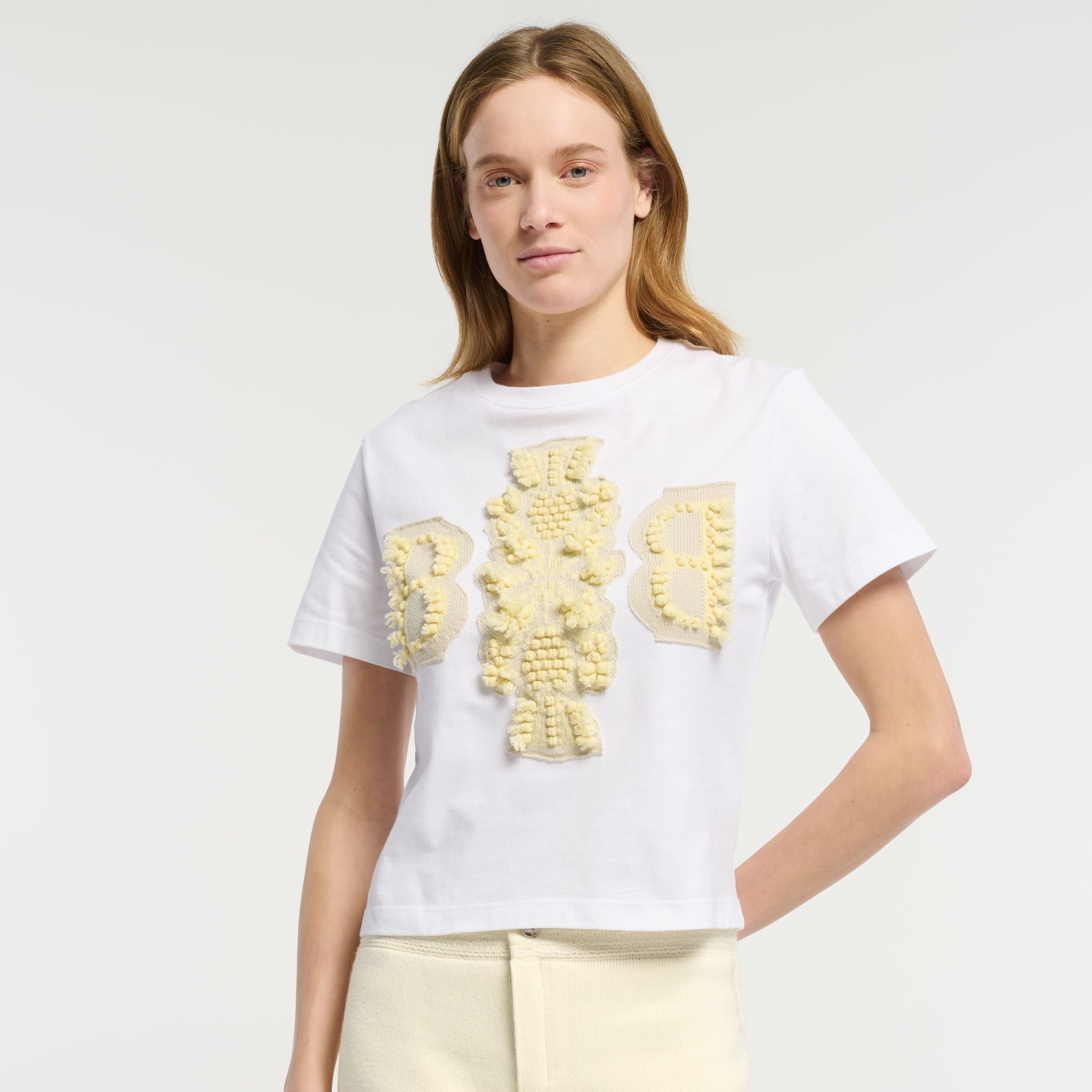 Cropped T-shirt with Barrie logo cashmere patch | Barrie - Barrie