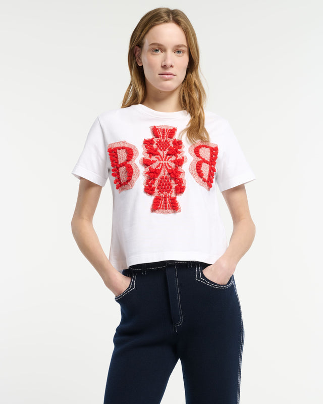 T-Shirt court avec logo B en cachemire | Barrie - Barrie