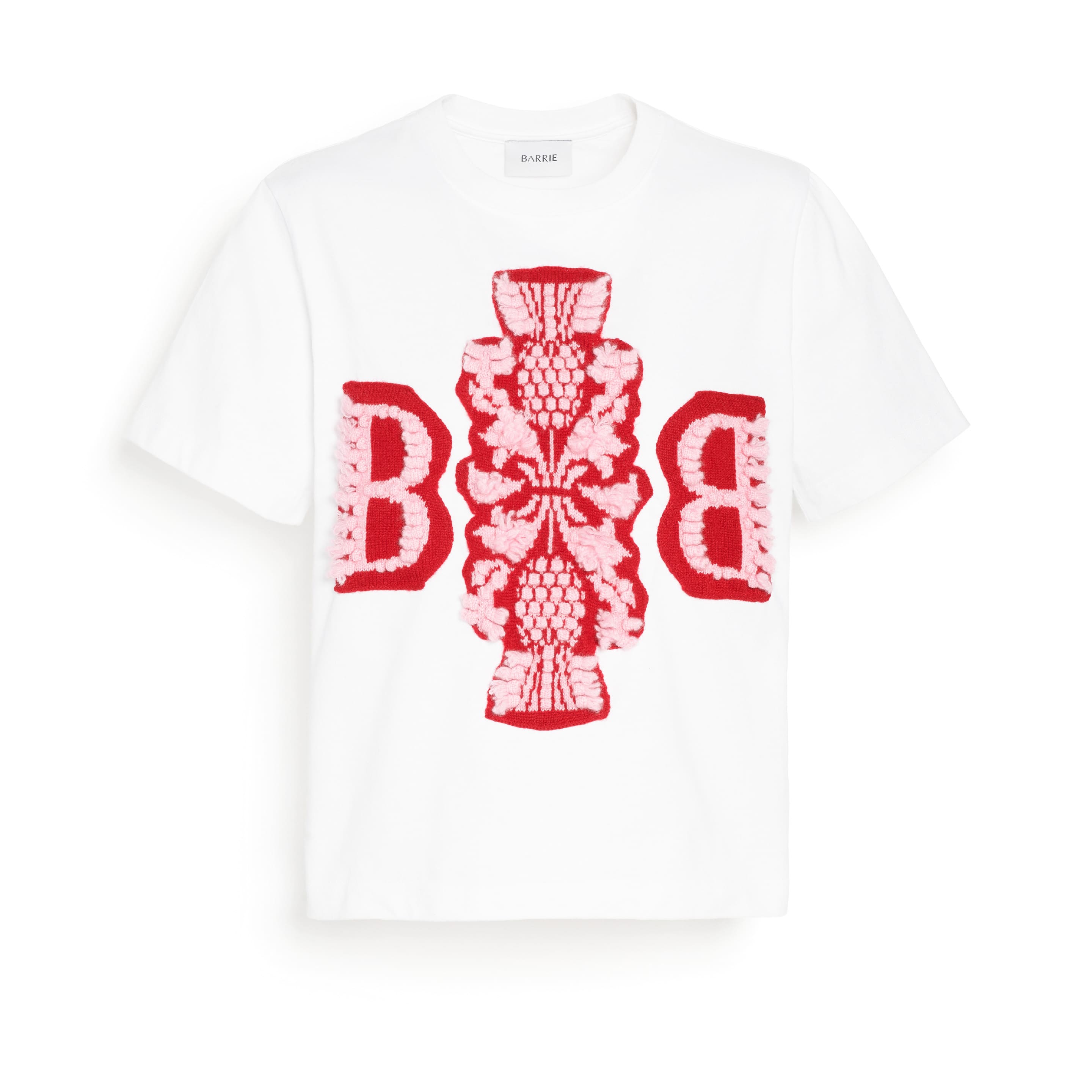 Cropped T-shirt with Barrie logo cashmere patch
