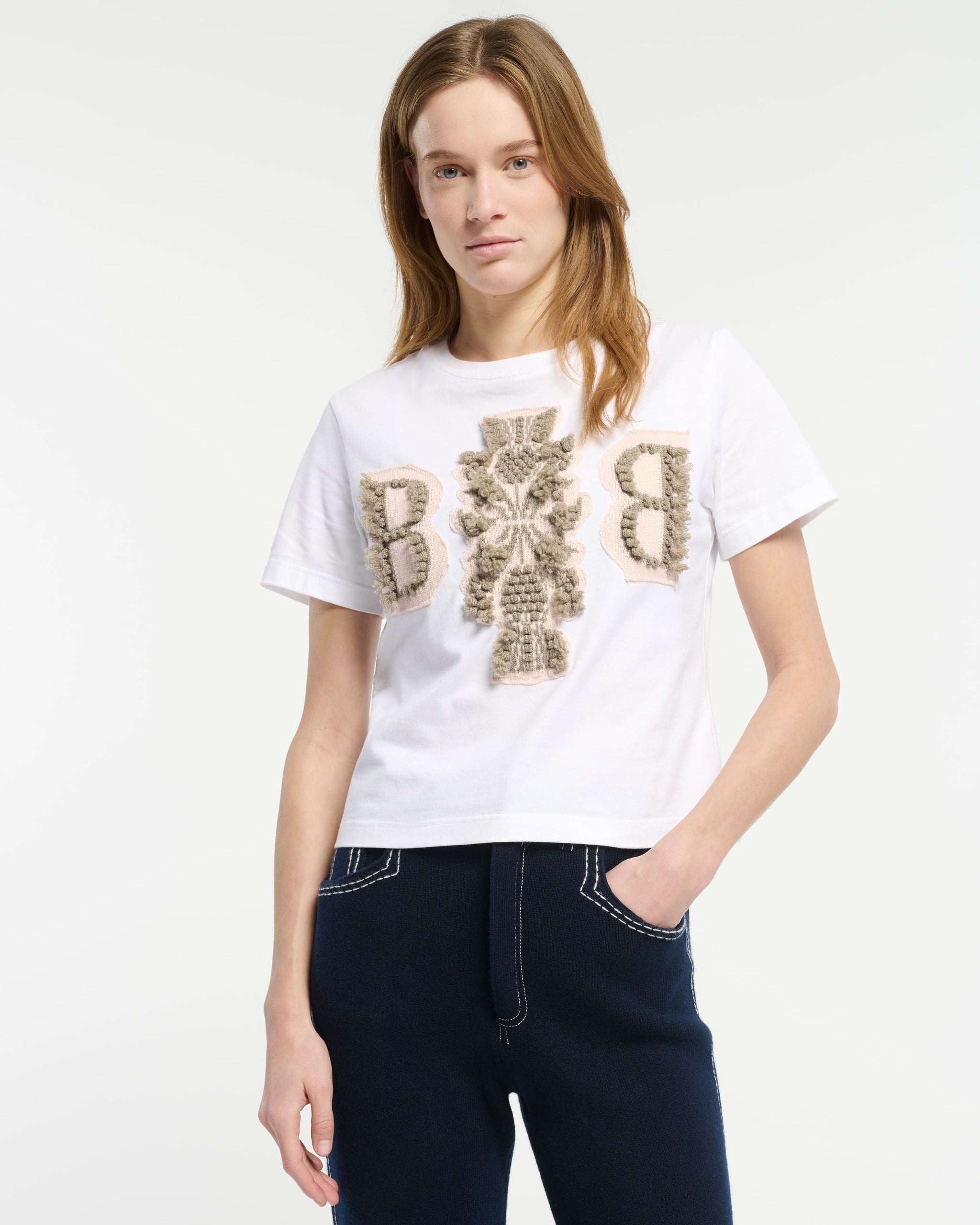 T-Shirt court avec logo B en cachemire | Barrie - Barrie