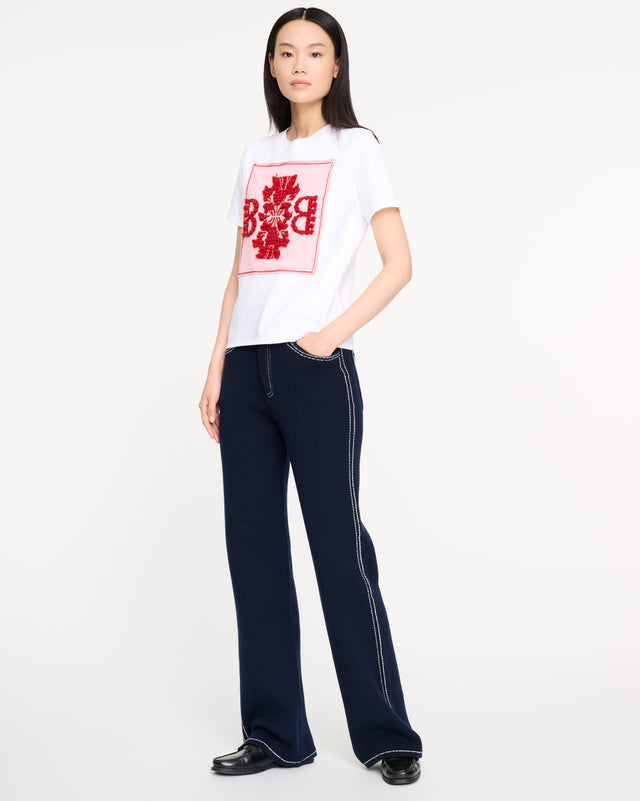 T-Shirt avec patch logo B en cachemire | Barrie - Barrie