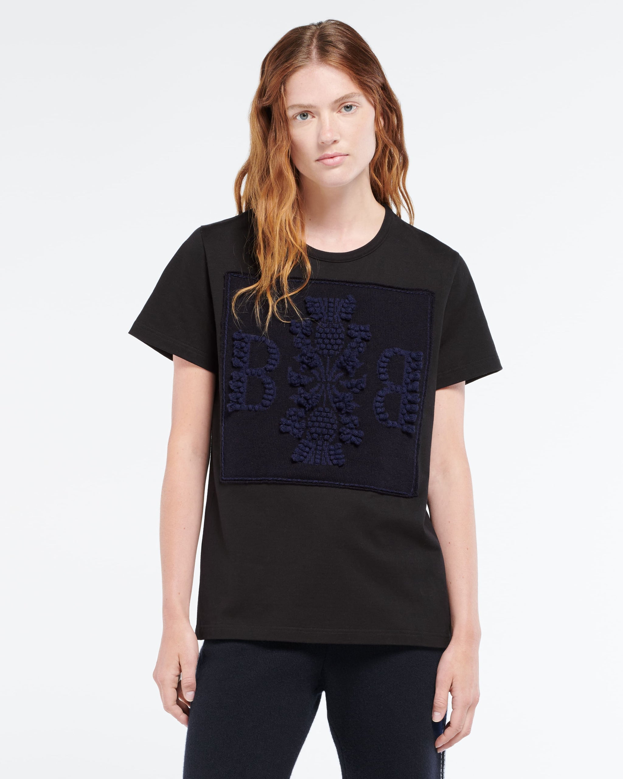 T-Shirt avec patch logo B en cachemire | Barrie - Barrie