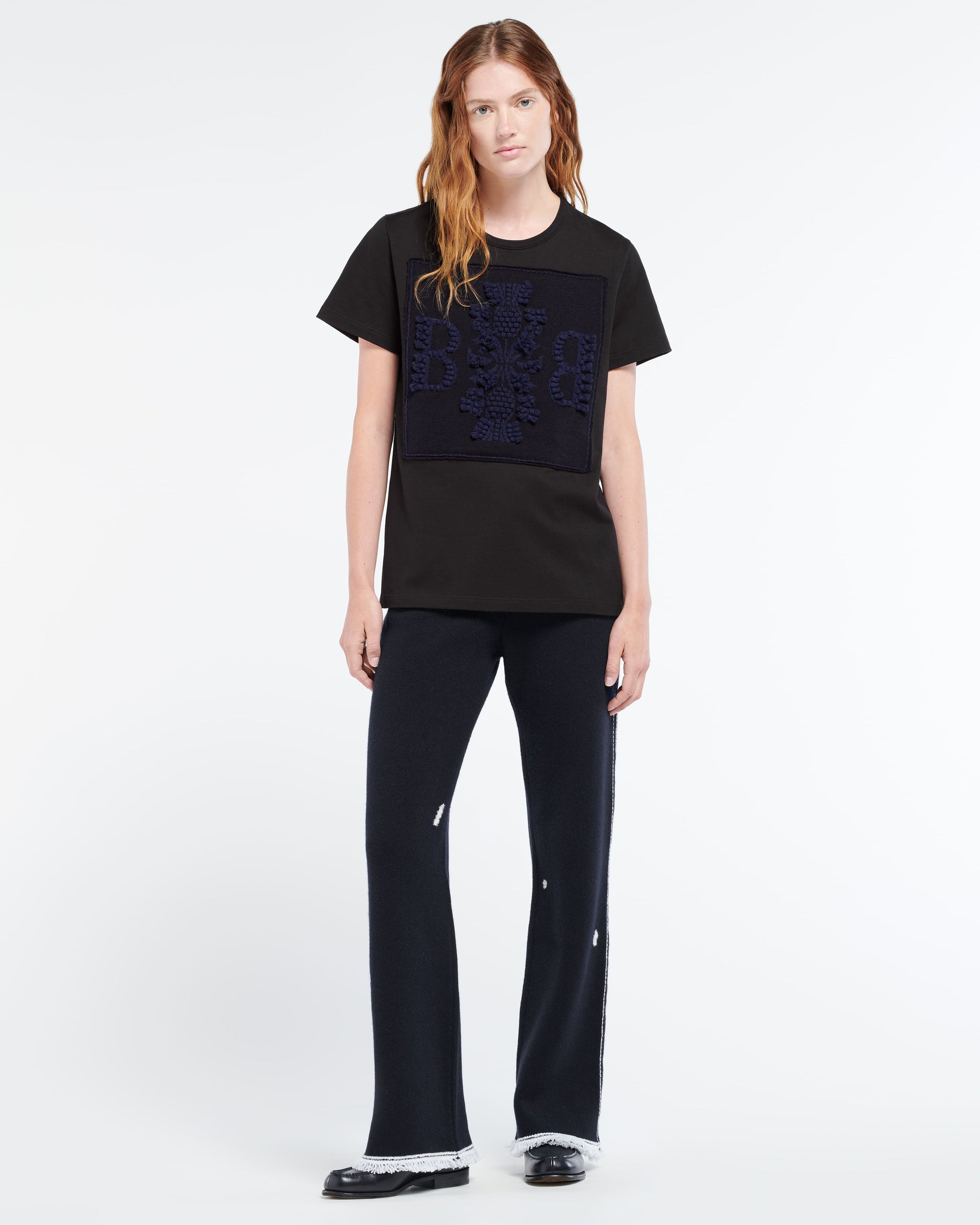 T-Shirt avec patch logo B en cachemire | Barrie - Barrie