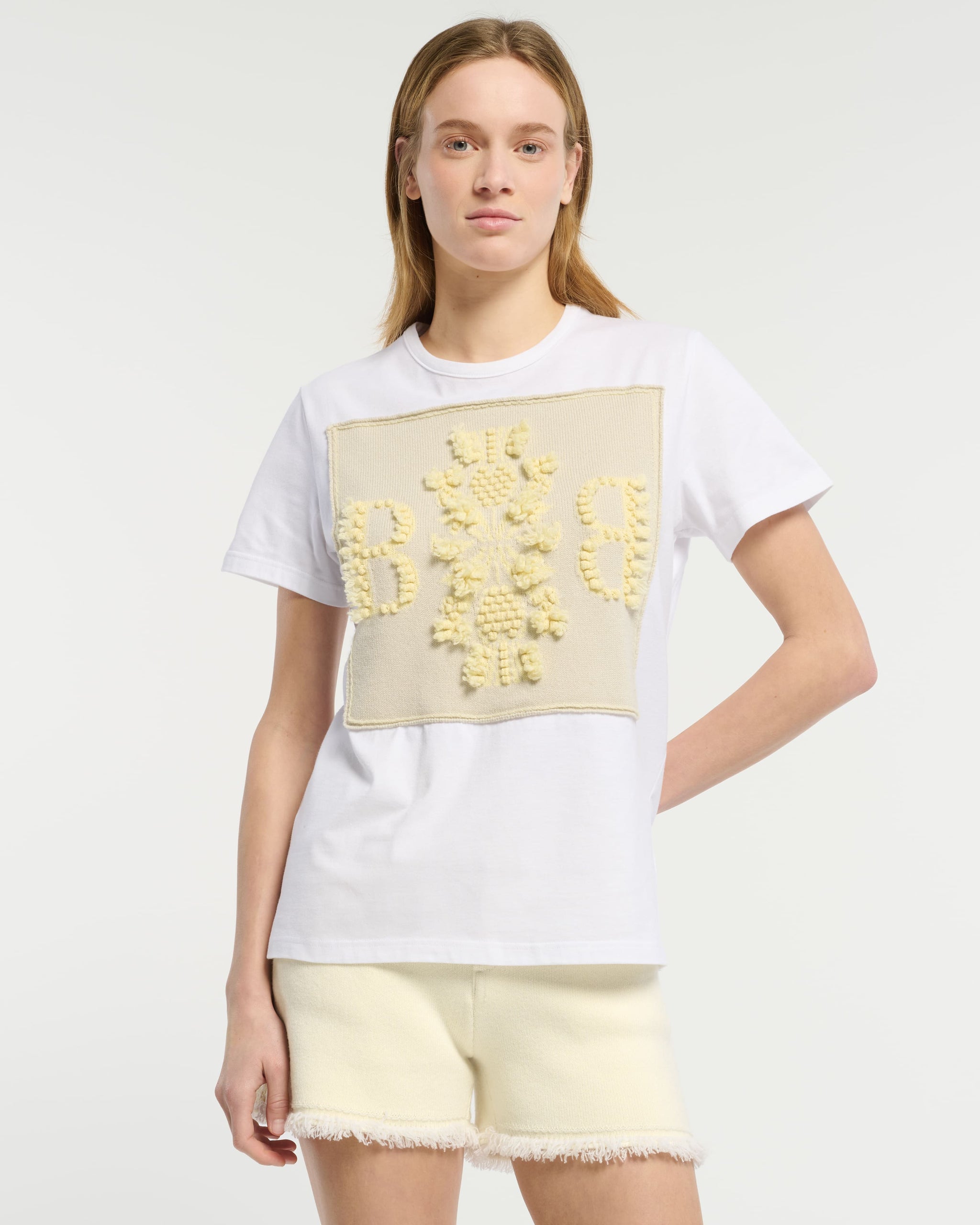 T-Shirt avec patch logo B en cachemire | Barrie - Barrie
