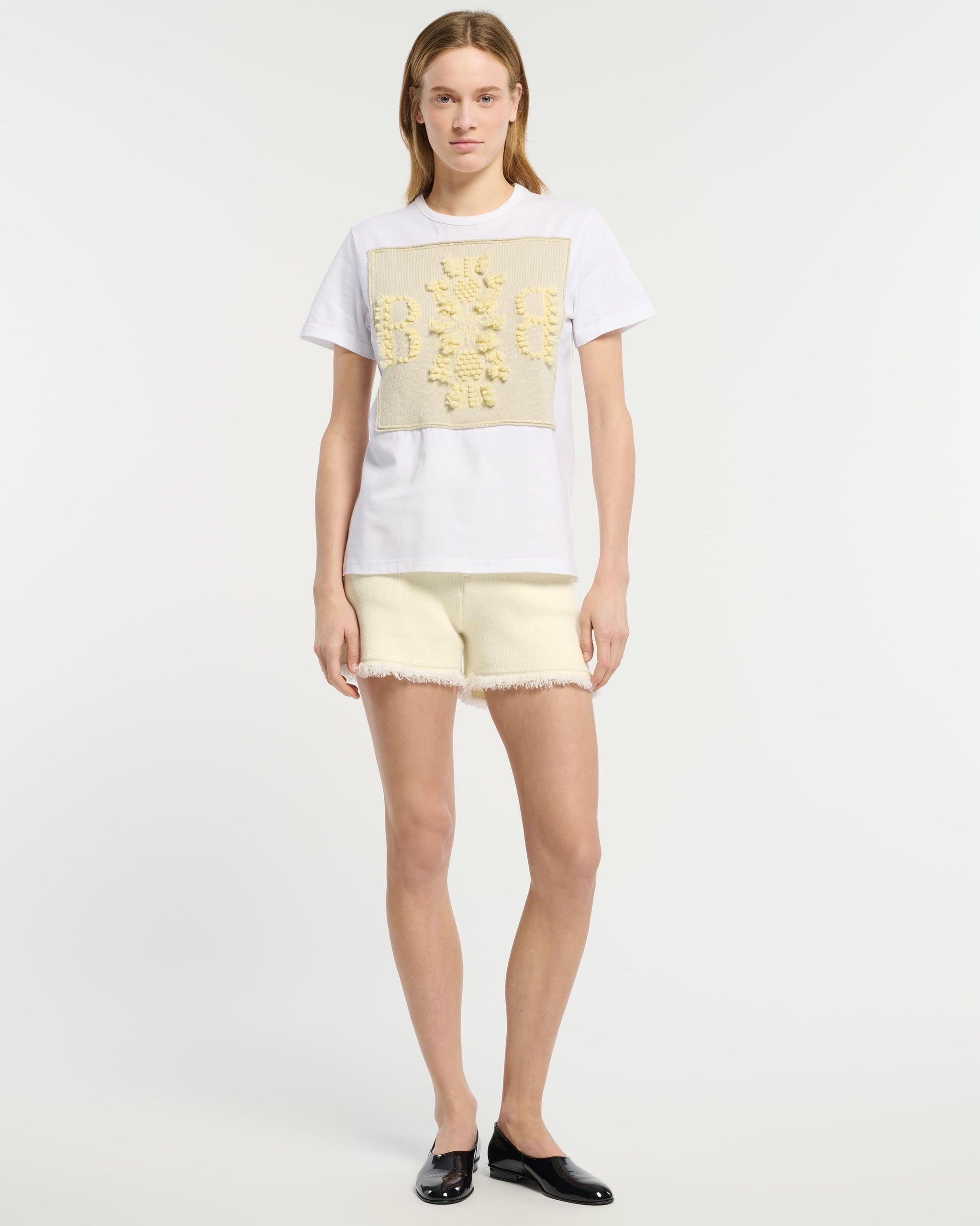 T-Shirt avec patch logo B en cachemire | Barrie - Barrie